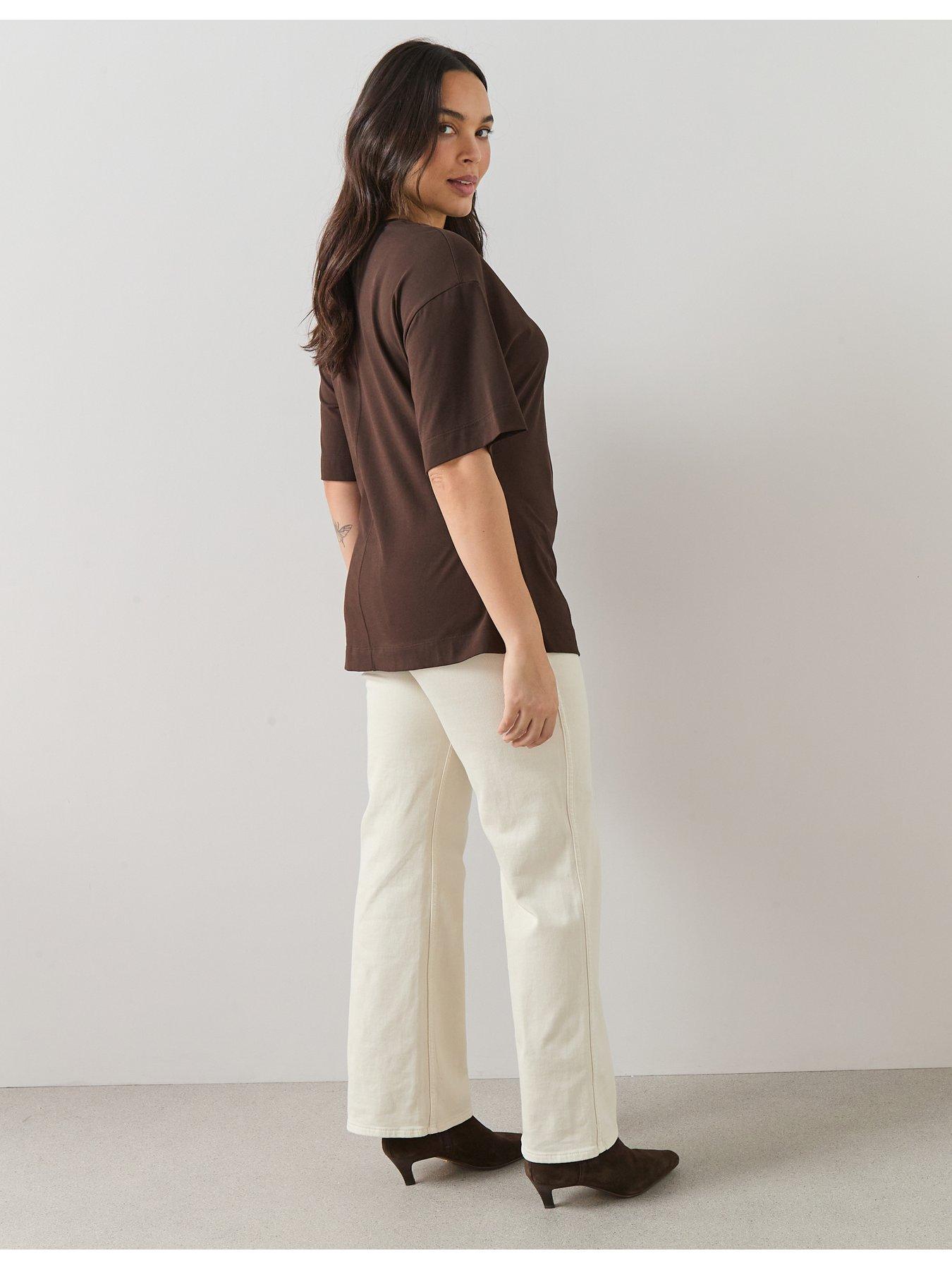 Image 6 of 6 of The Very Collection Curve Side Ruched T-Shirt - Chocolate
