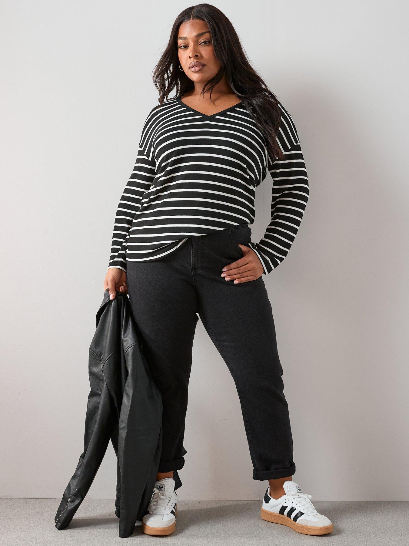 The Very Collection Curve V Neck Stripe Top | Very