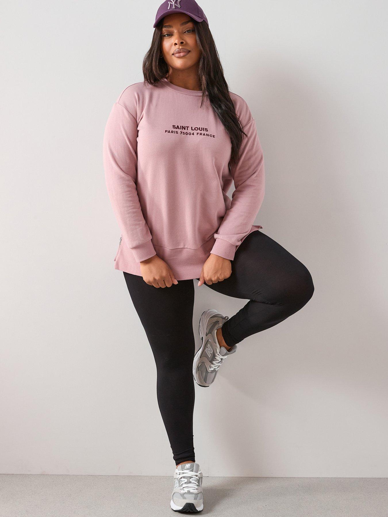 The Very Collection Curve Zip Detail Longline Sweatshirt - Pink