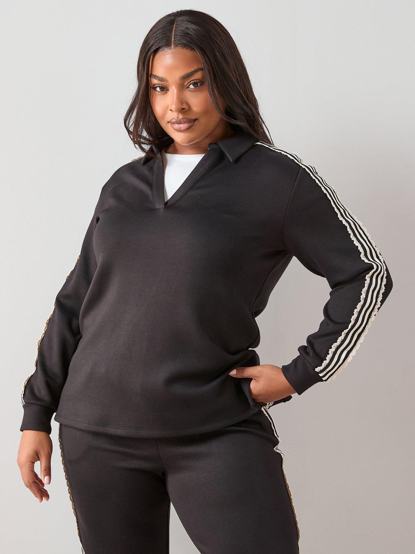The Very Collection Curve Stripe Detail Sweat Co-ord - Black
