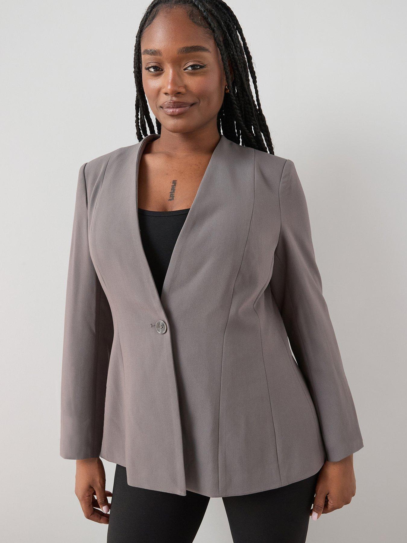 The Very Collection Curve Cinched Waist Blazer - Grey