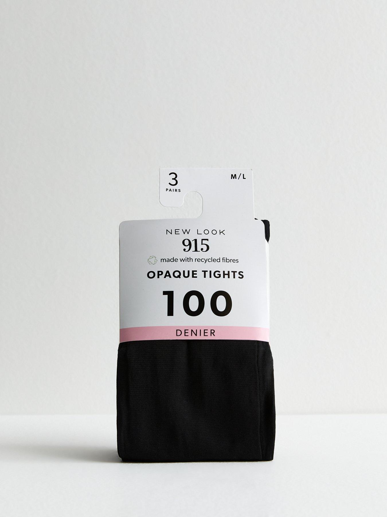 undefined Girls 3 Pack Of Black 100 Denier Tights