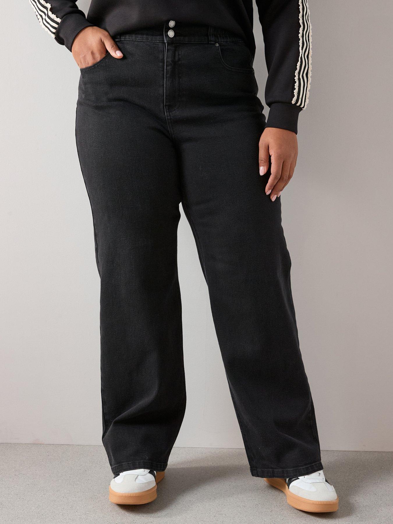 The Very Collection Curve Elasticated Wide Leg Jean - Black