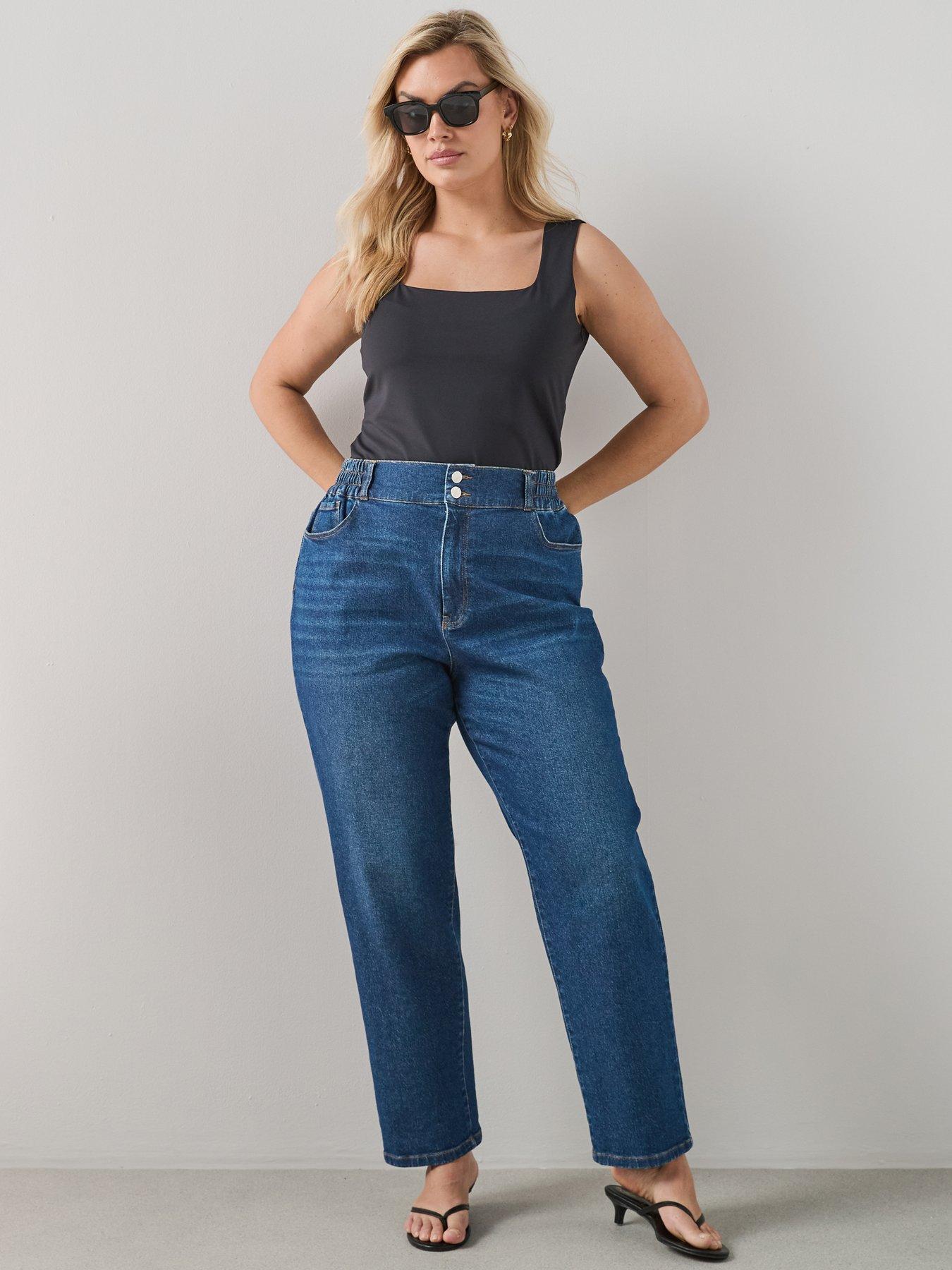 The Very Collection Curve Elasticated Waist Mom Jean - Mid Wash