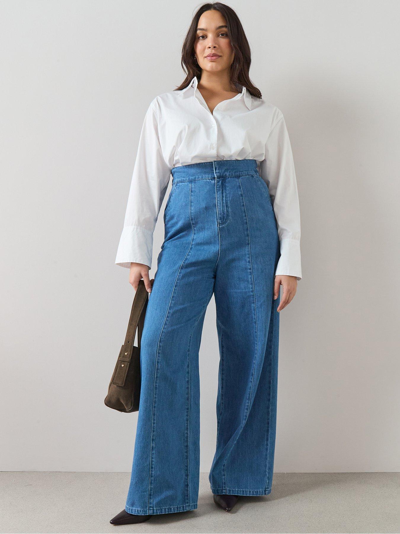 Image 5 of 7 of The Very Collection Curve Seam Detail Wide Leg Jean Co-ord
