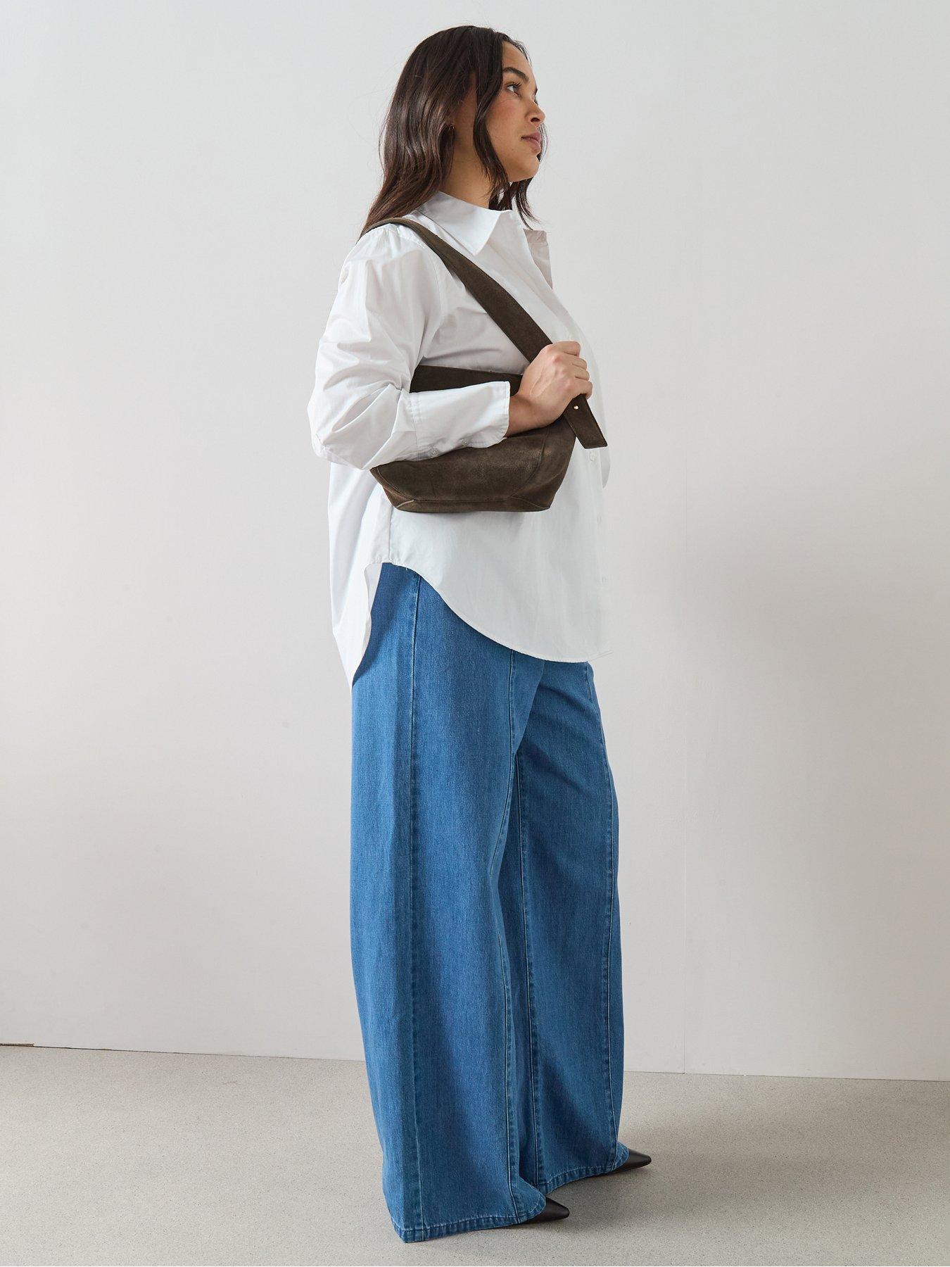 Image 6 of 7 of The Very Collection Curve Seam Detail Wide Leg Jean Co-ord