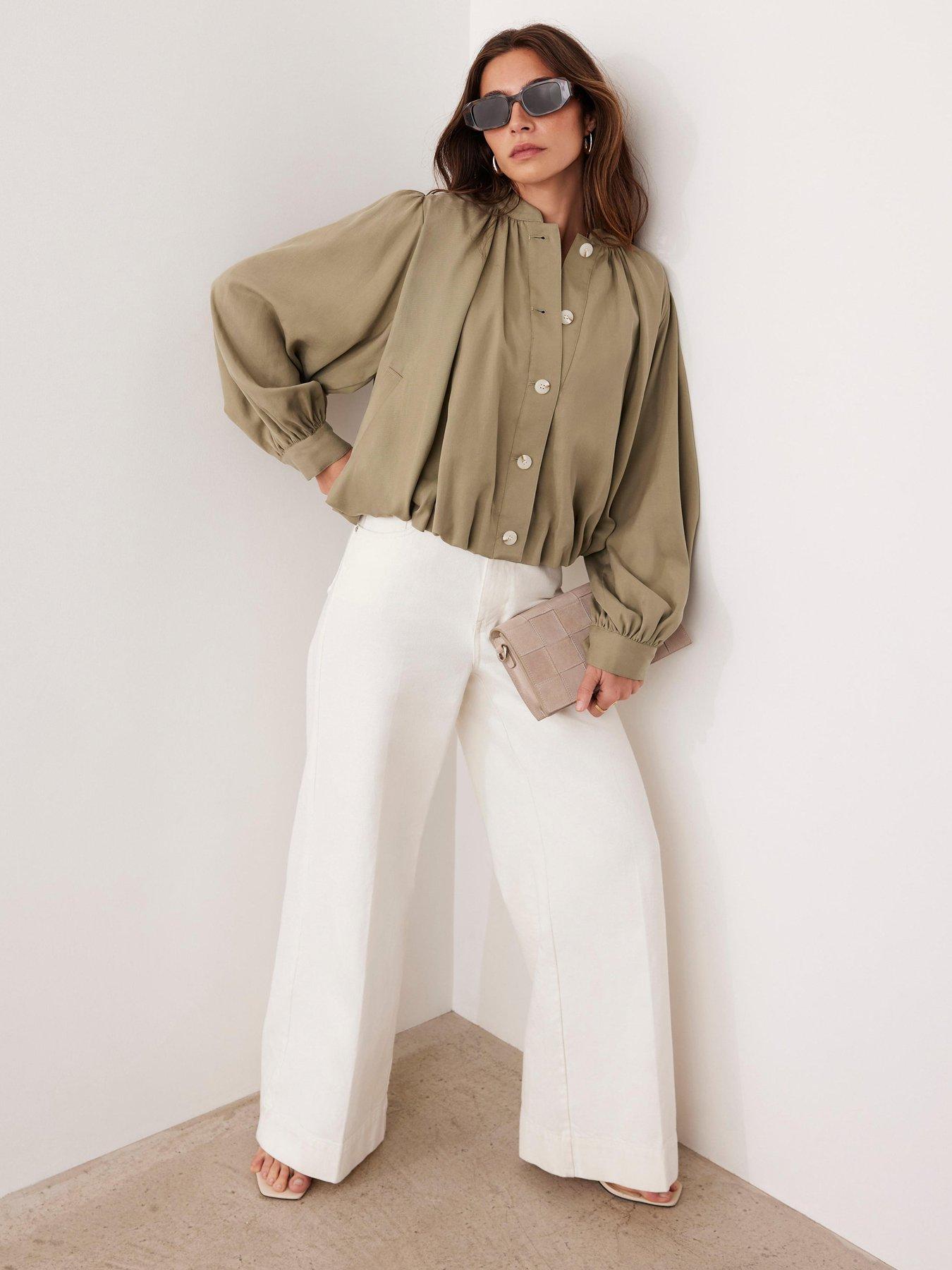 undefined Khaki Bubble Hem Jacket - Green