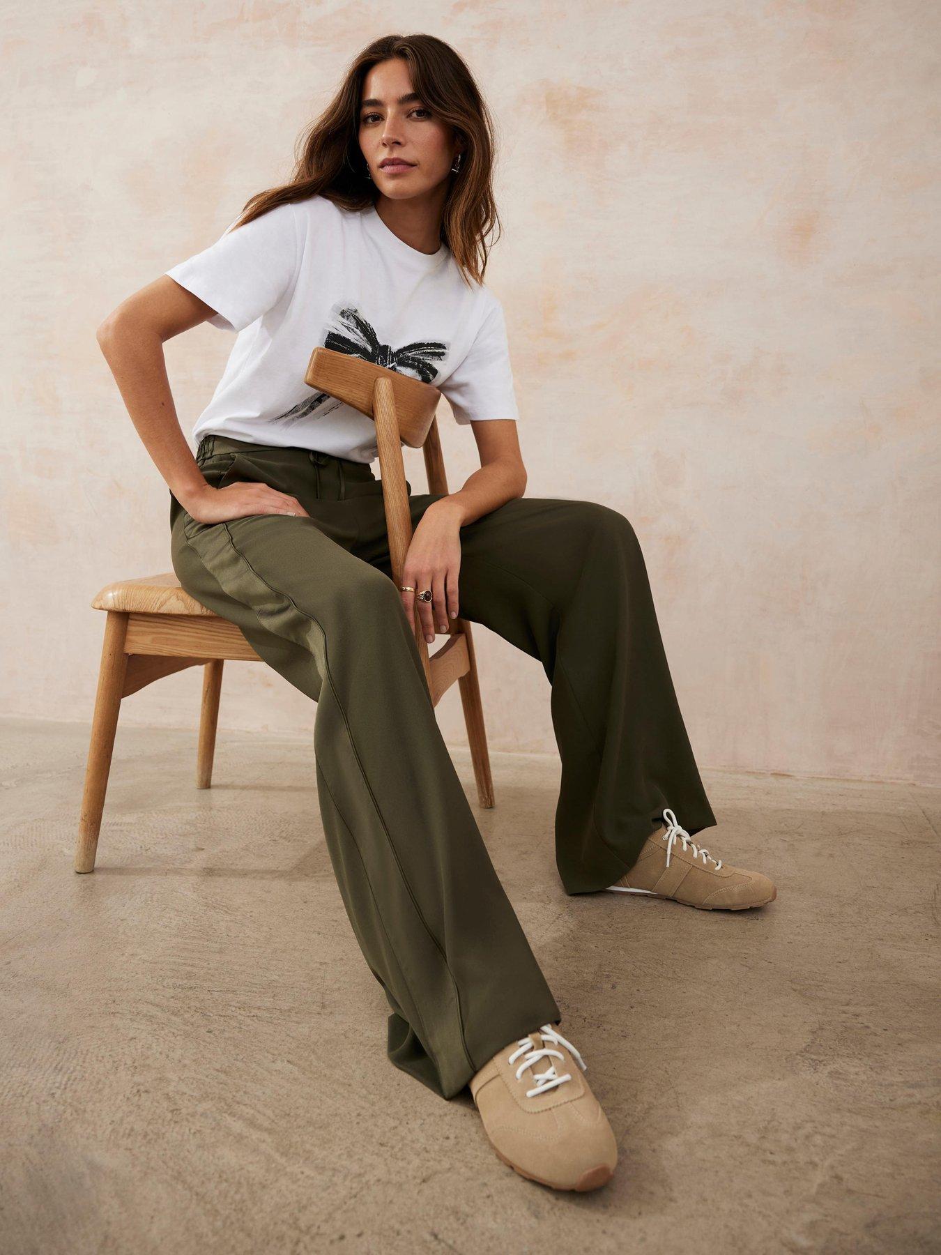 Mint Velvet Khaki Side Stripe Trouser Green Very