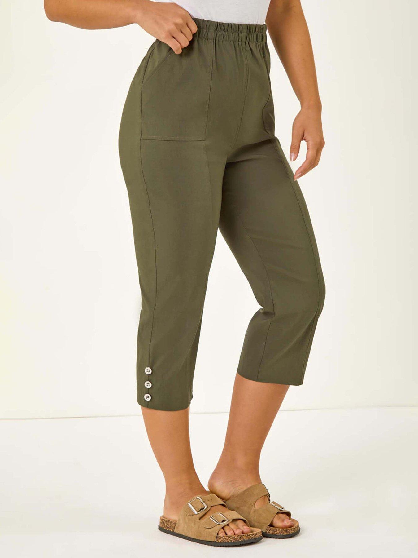 Roman Petite Bengaline Cropped Stretch Trouser - Green