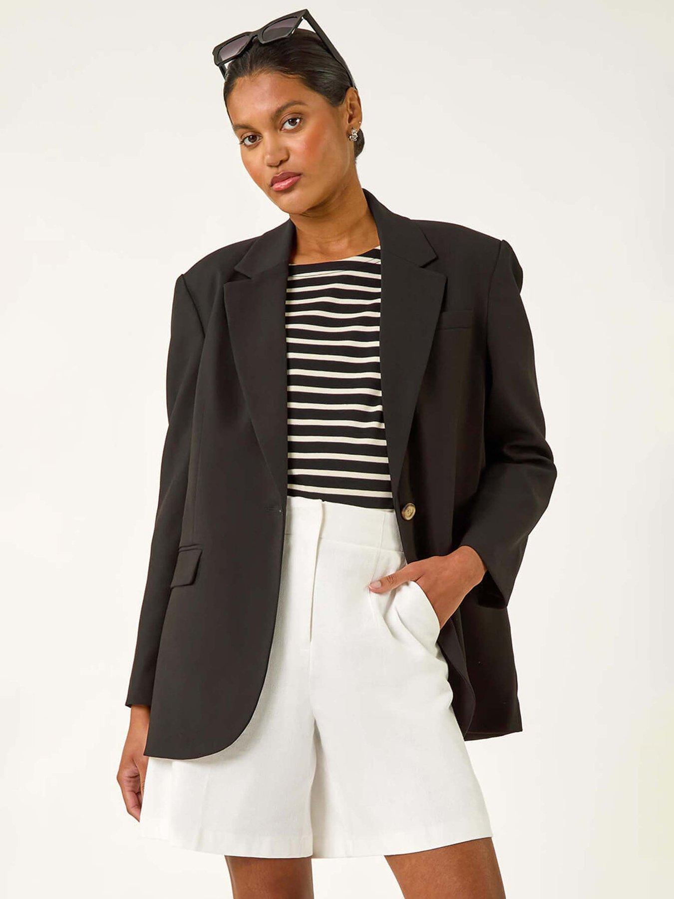 undefined Single Breasted Smart Blazer - Black