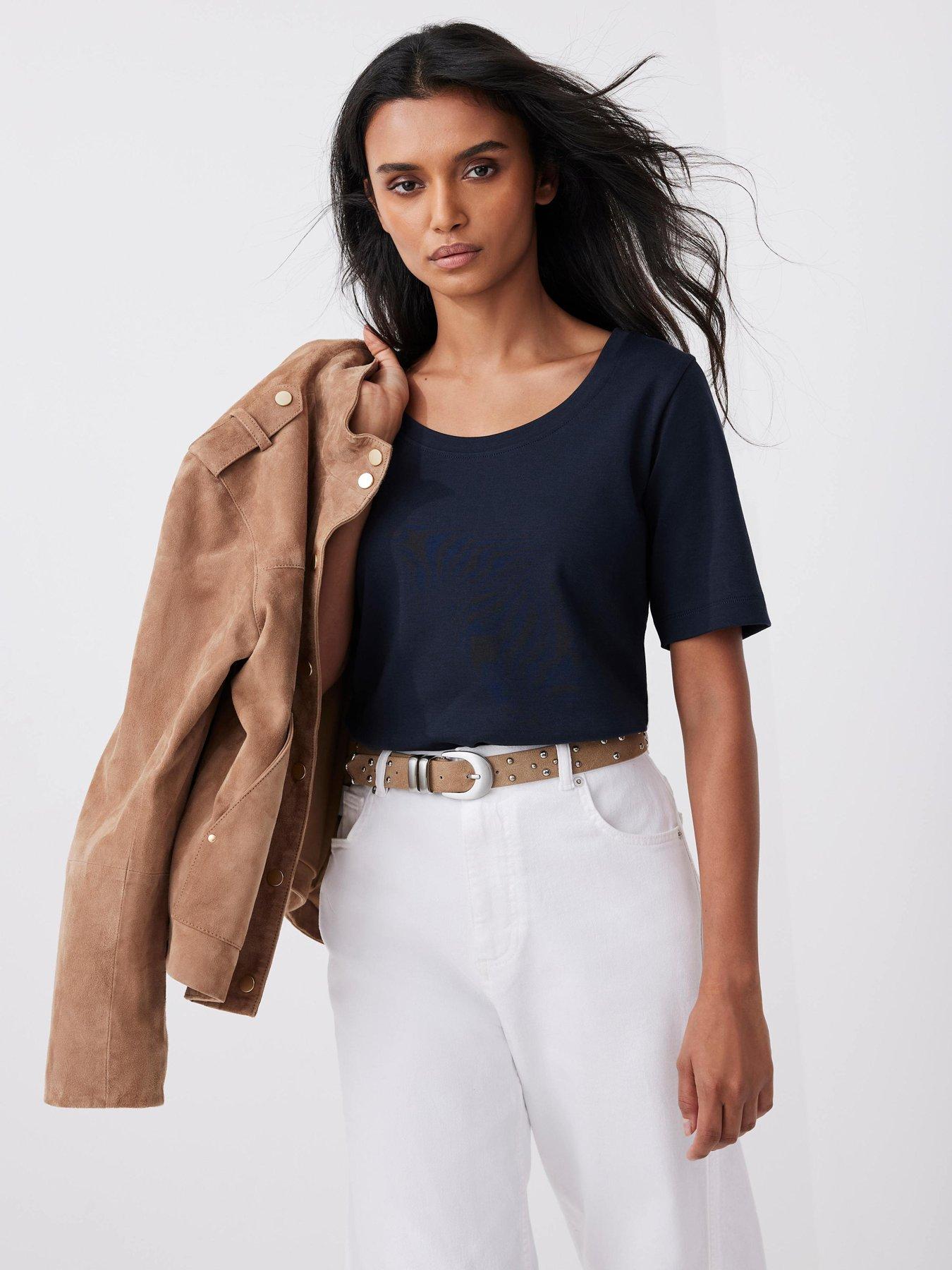Textured Navy Scoop Neck