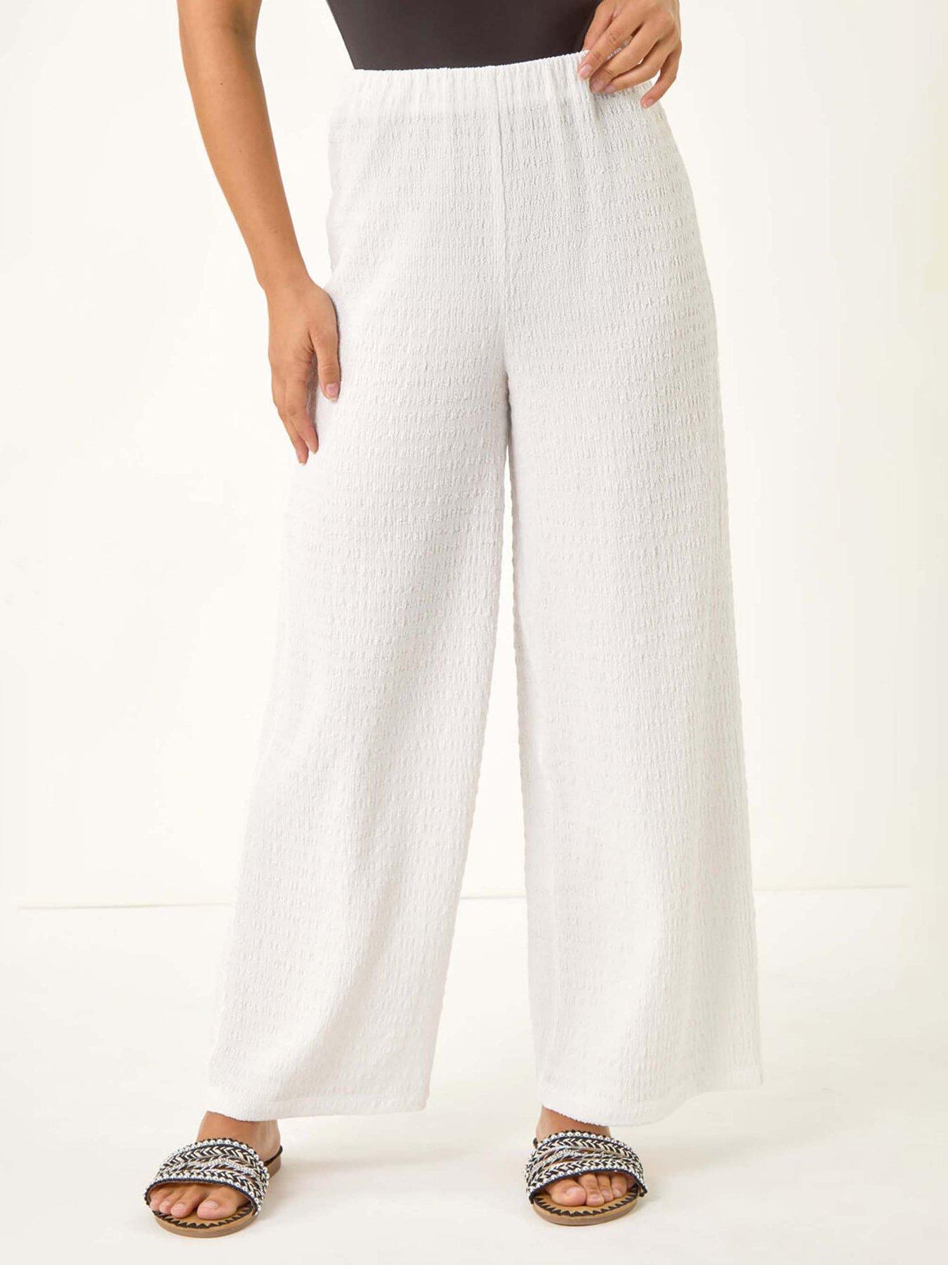 Roman Petite Textured Stretch Trouser - White
