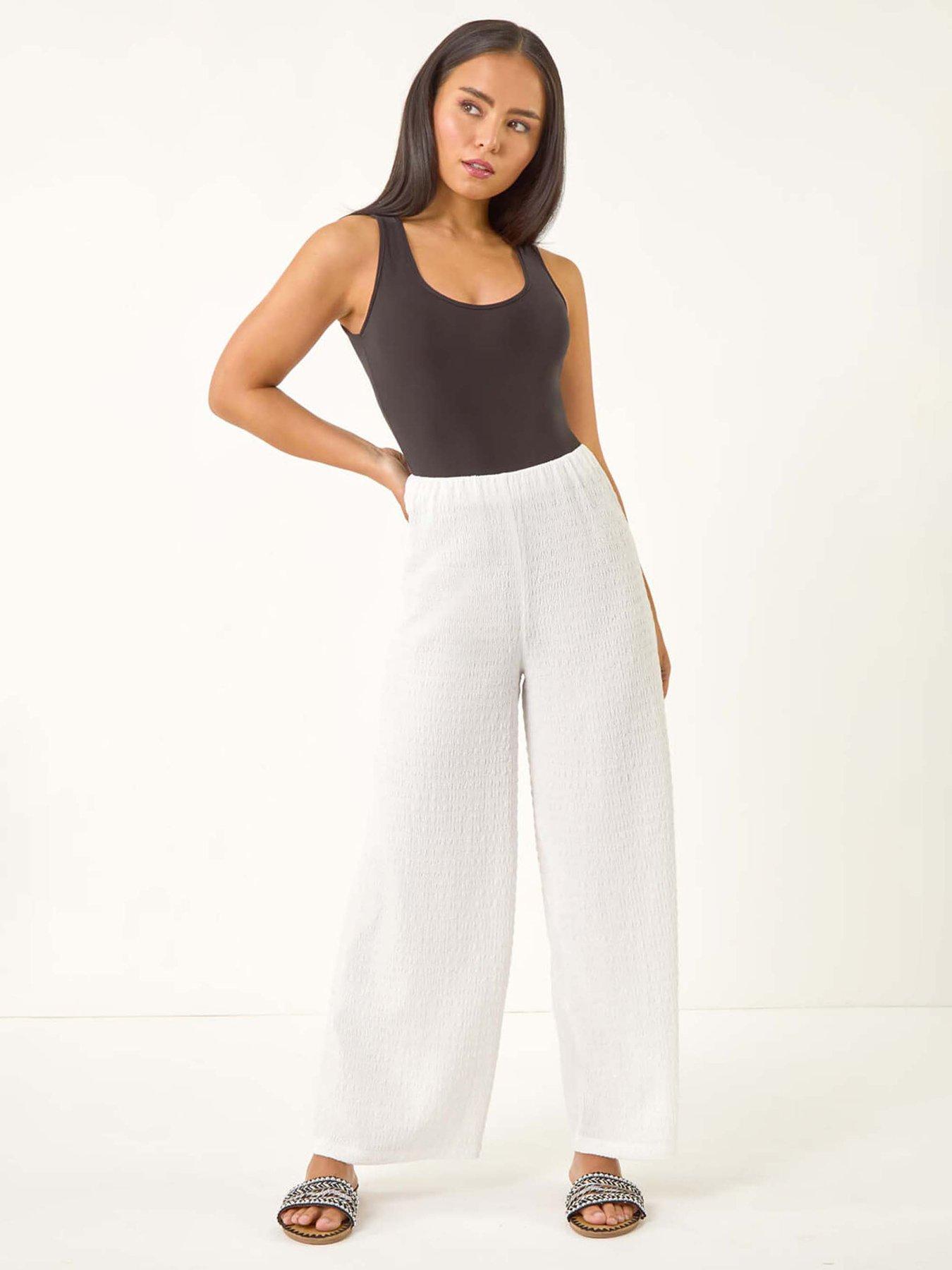 Image 3 of 5 of Roman Petite Textured Stretch Trouser - White
