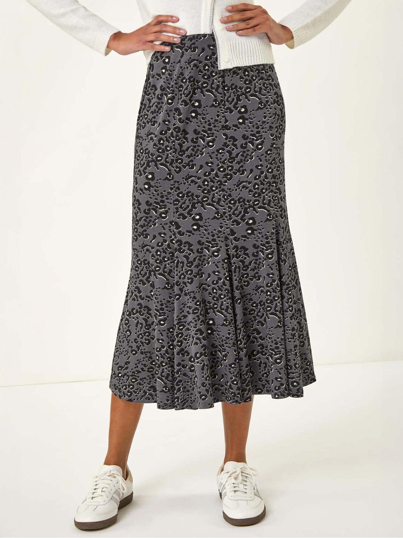 undefined Animal Print Panelled Skirt - Grey