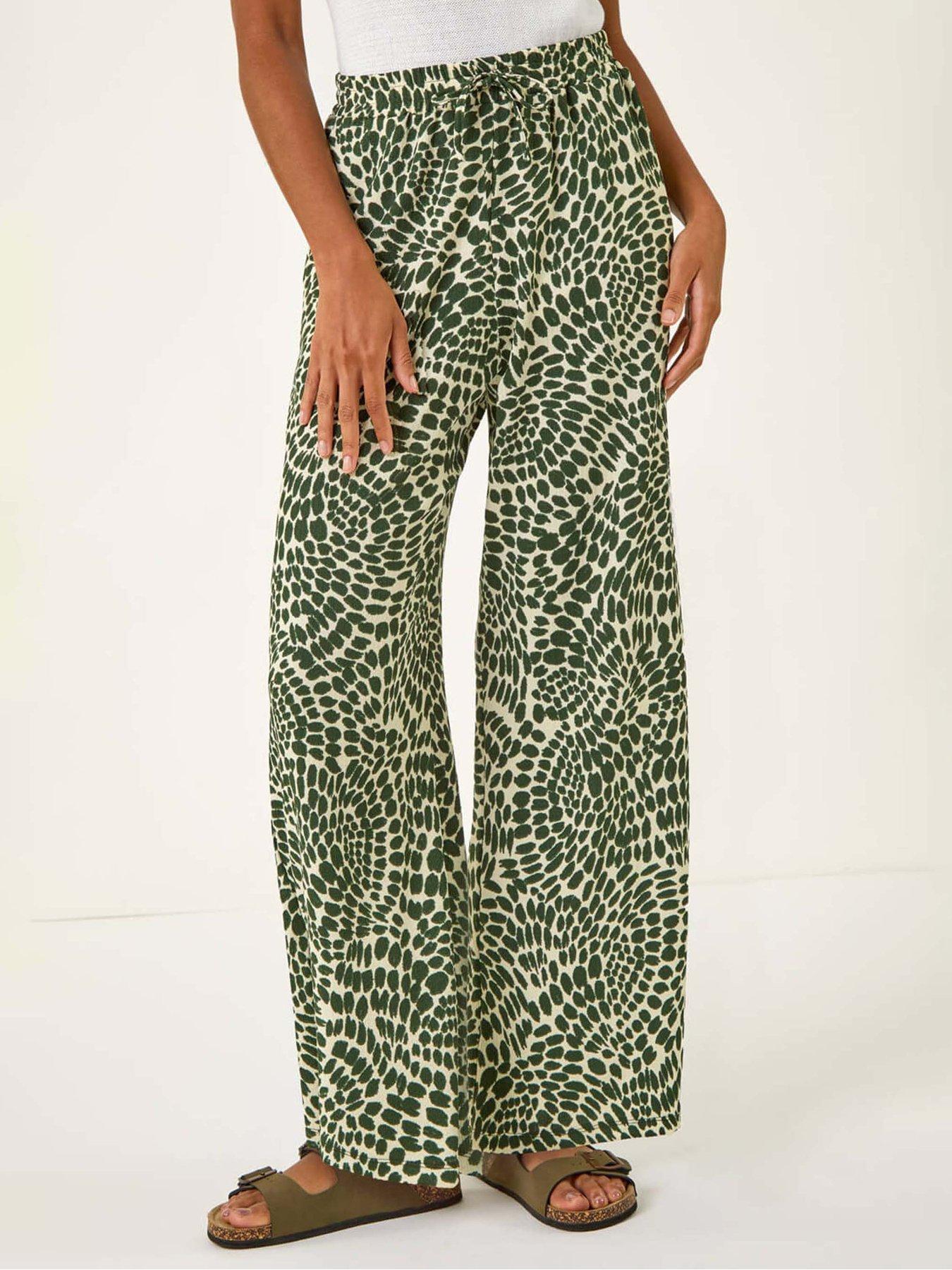 Roman Abstract Wide Leg Trouser - Green