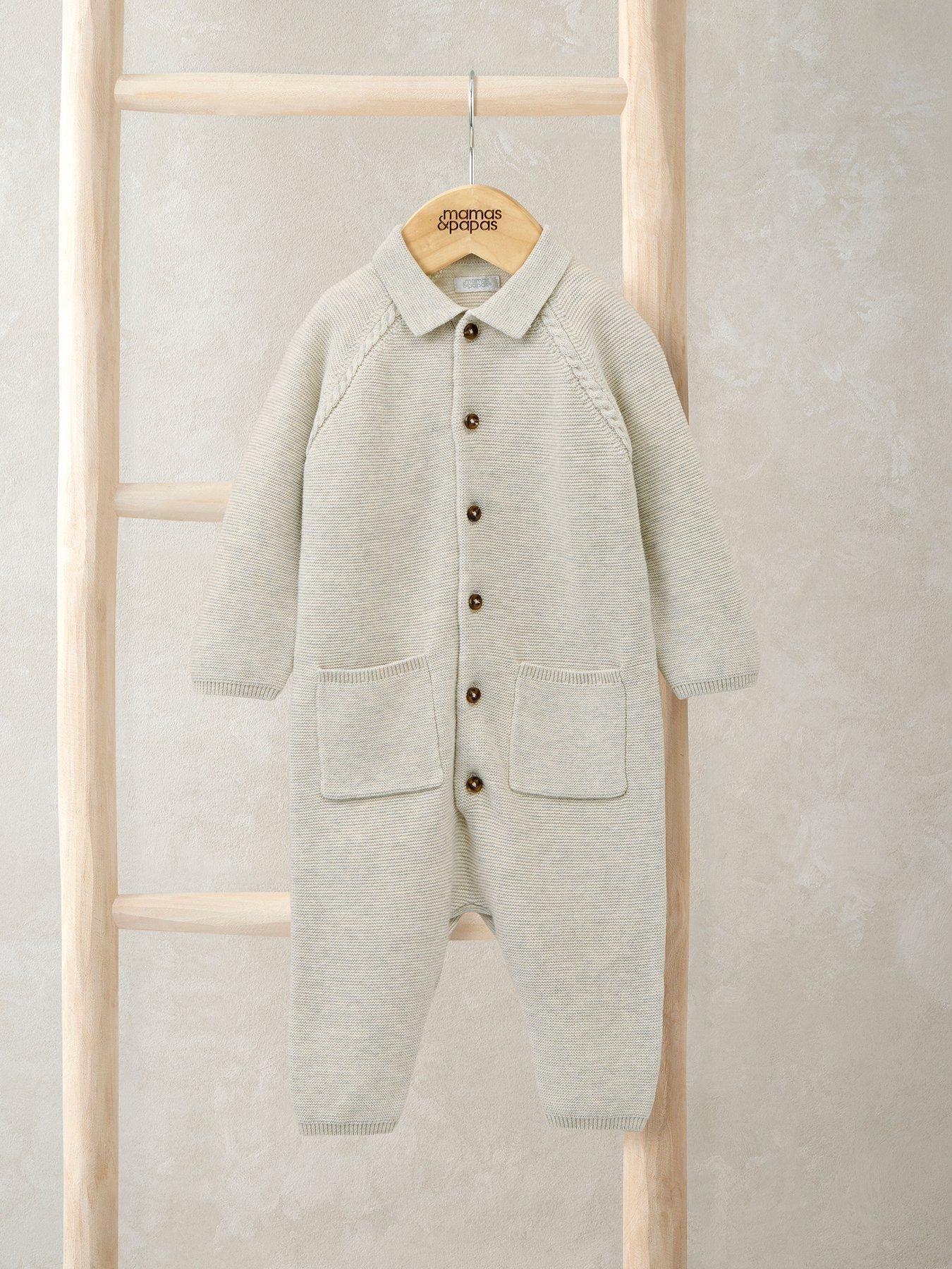 Image 3 of 3 of Mamas & Papas Baby Boys Collared Knitted Romper - Beige