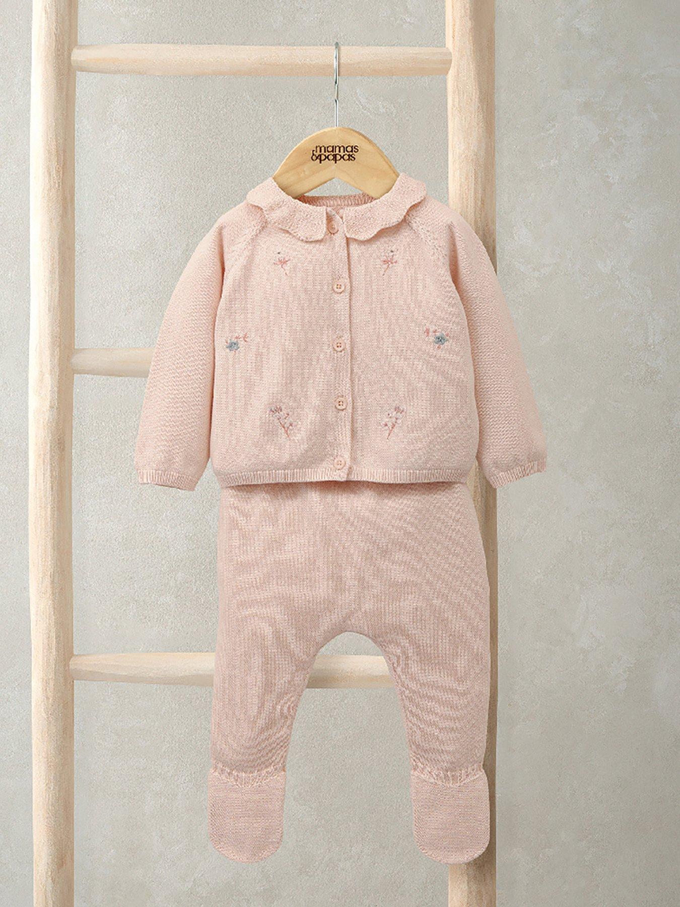 undefined Baby Girls 2 Piece Embroidered Knitted Top & Legging Set - Pink