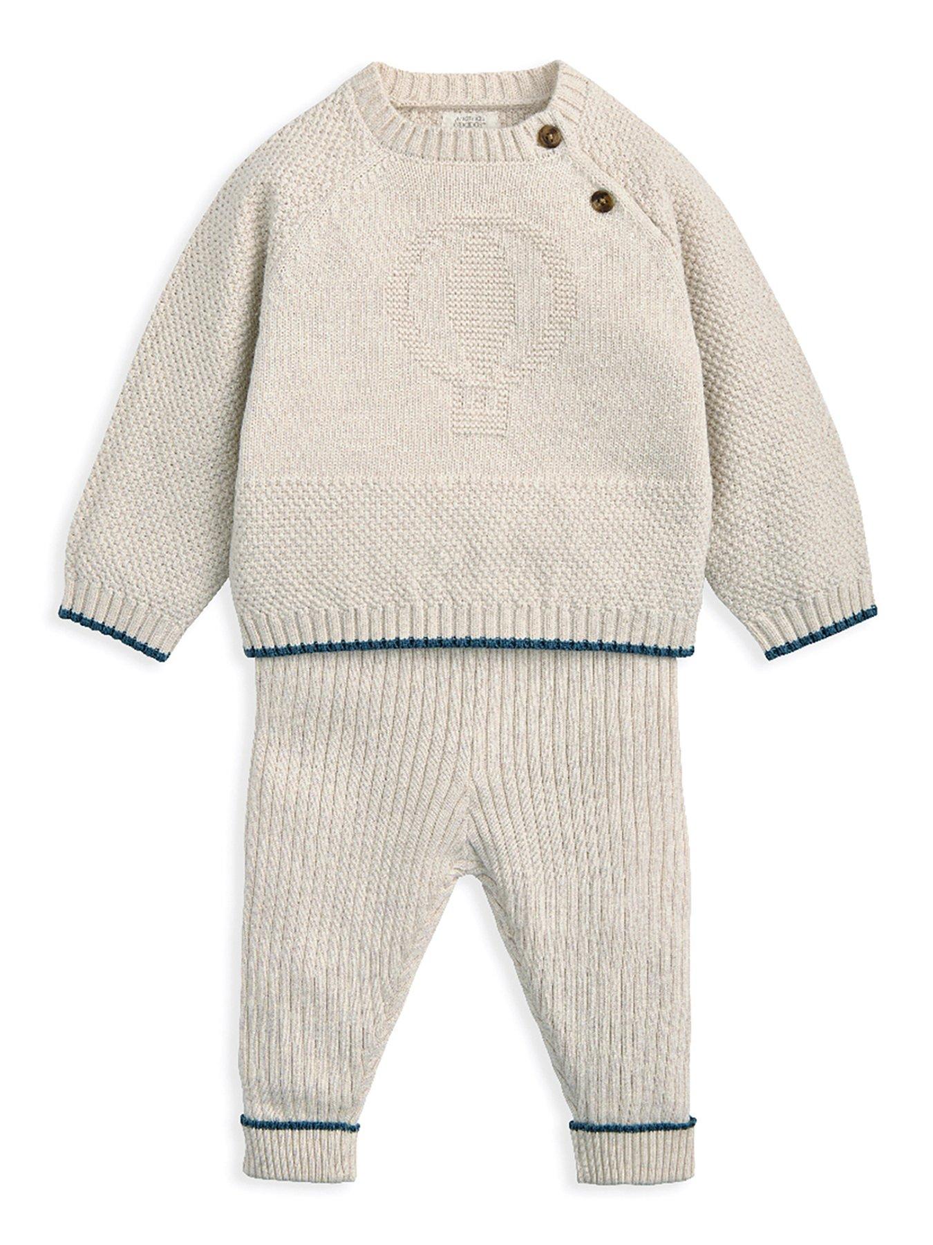 Mamas & Papas Baby Boys 2 Piece Hot Air Balloon Knitted Top  &  Legging Set - Beige