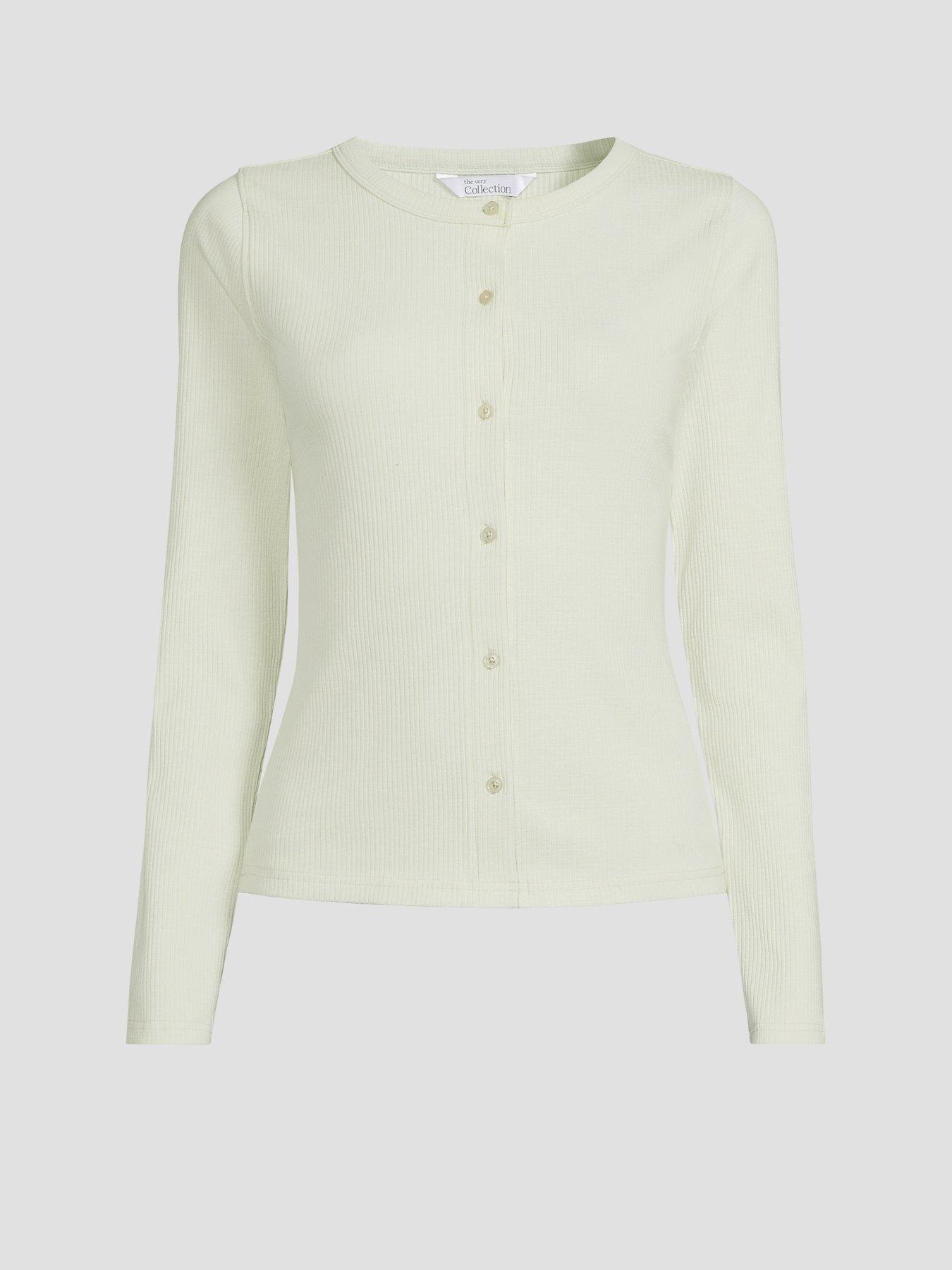 Image 7 of 7 of The Very Collection Button Through Rib Top - Green