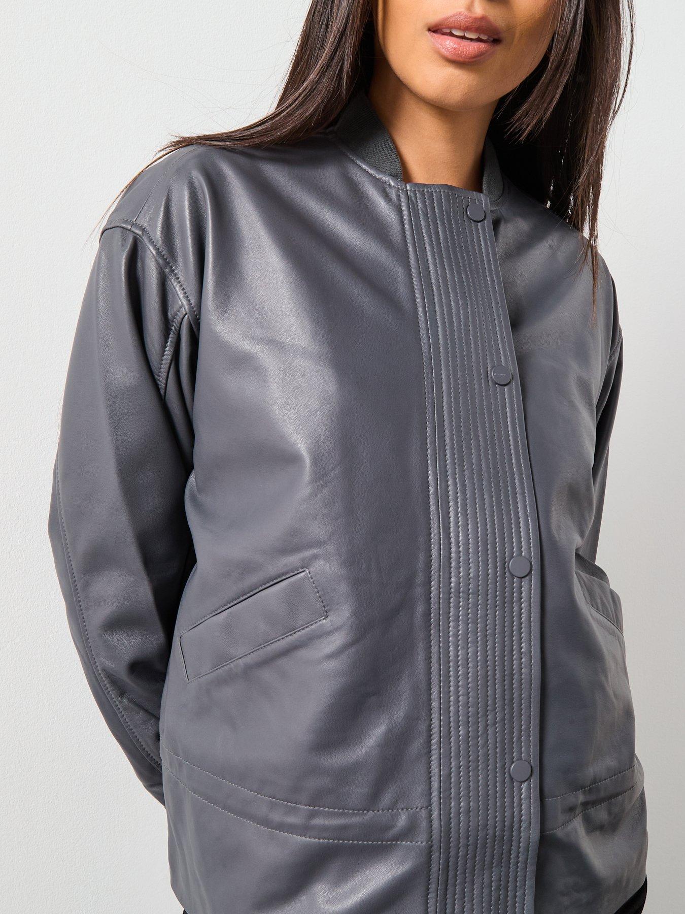 Image 5 of 6 of AllSaints Sofi Leather Bomber - Blue