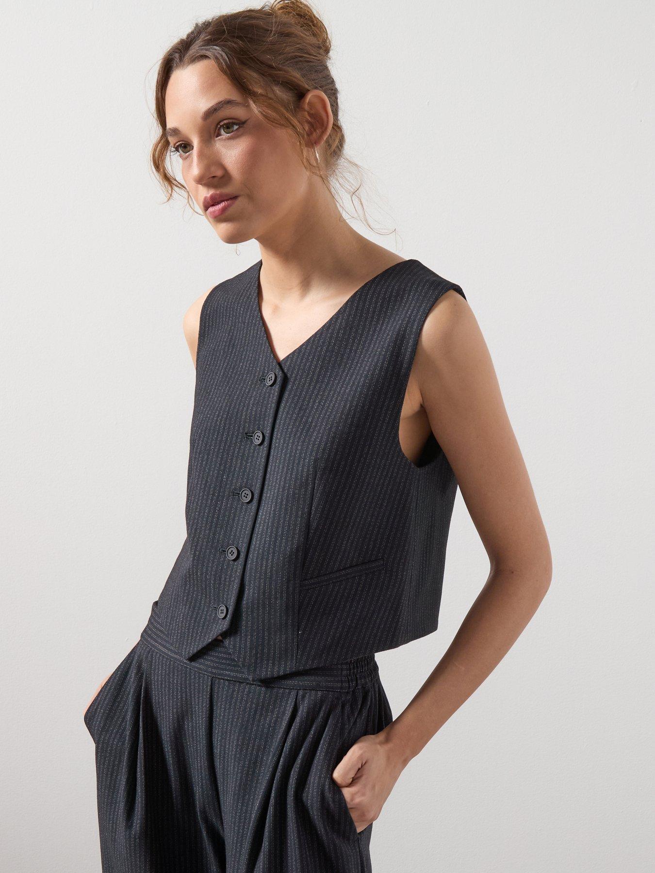 AllSaints Aleida Pin Waistcoat, Black, Size 14, Women