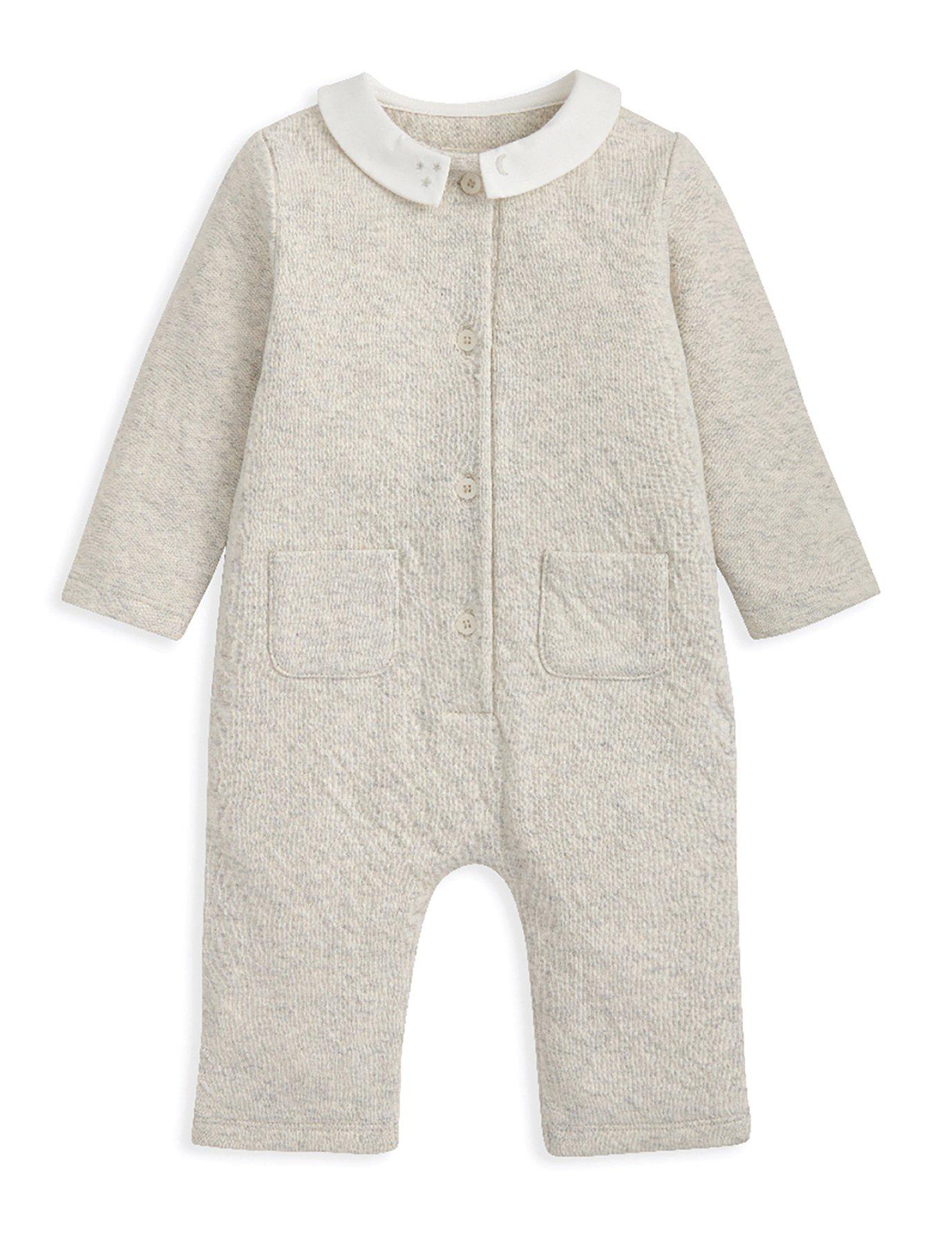 undefined Baby Unisex Embroidered Collared Romper - Grey