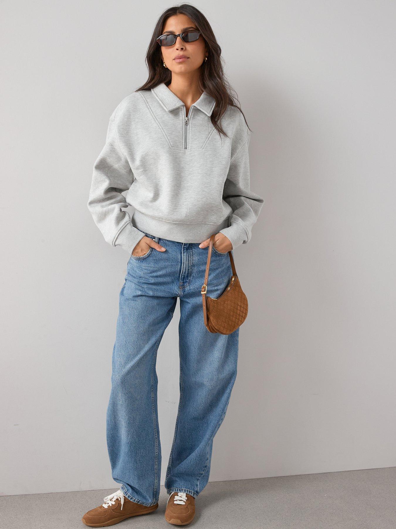 The Very Collection Quarter Zip Sweatshirt Co-ord - Grey