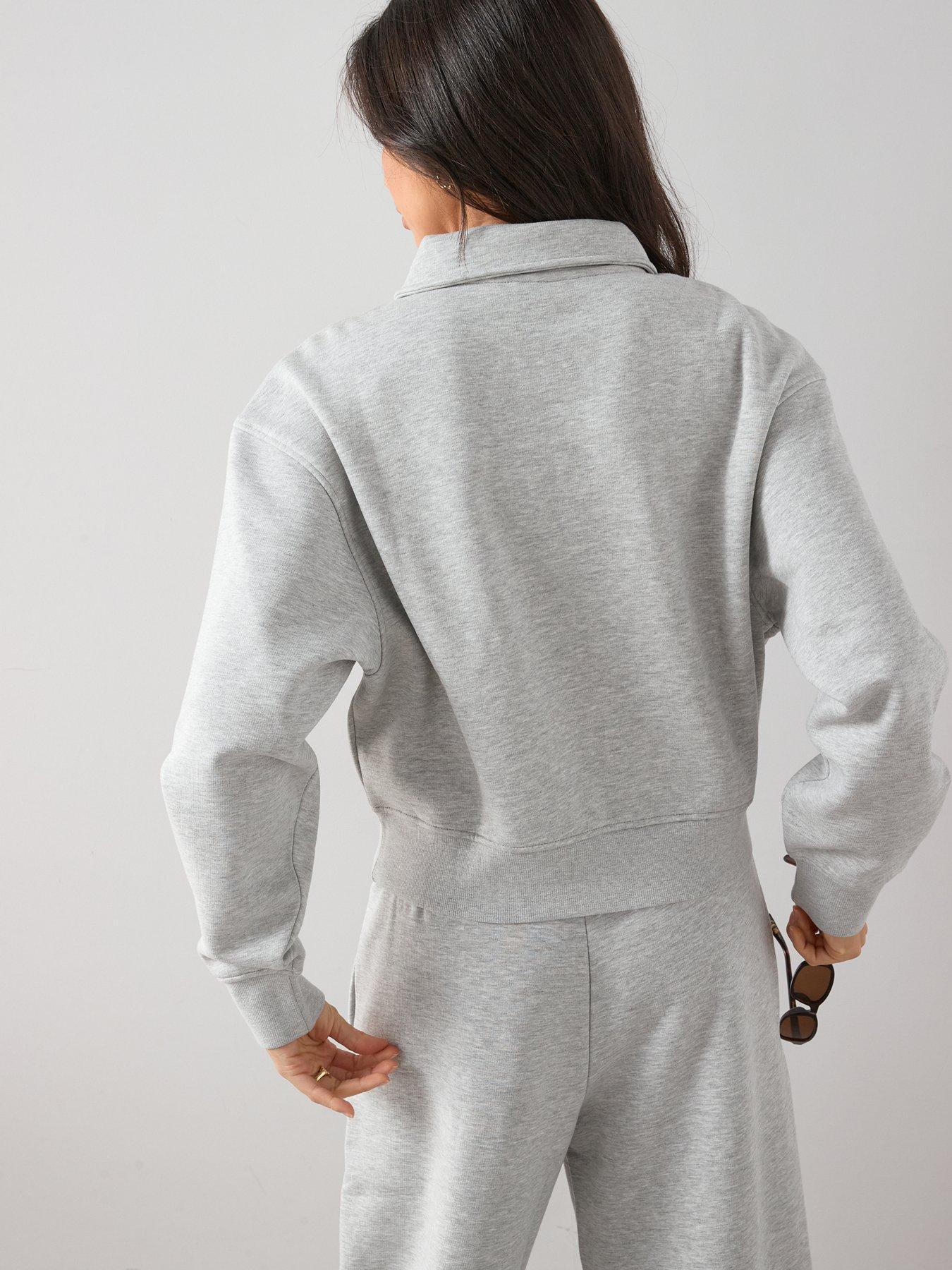 Image 2 of 7 of The Very Collection Quarter Zip Sweatshirt Co-ord - Grey