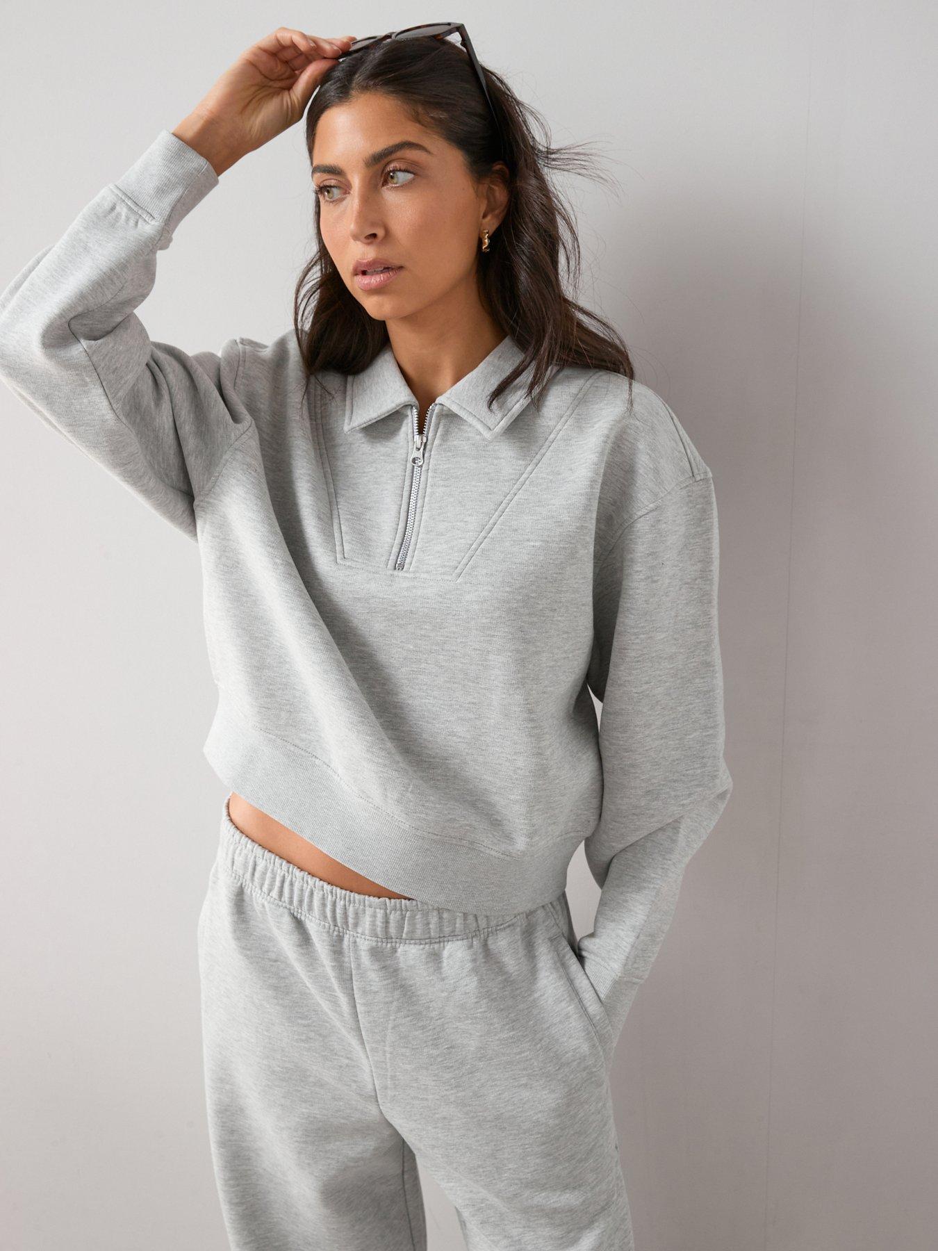 Image 3 of 7 of The Very Collection Quarter Zip Sweatshirt Co-ord - Grey