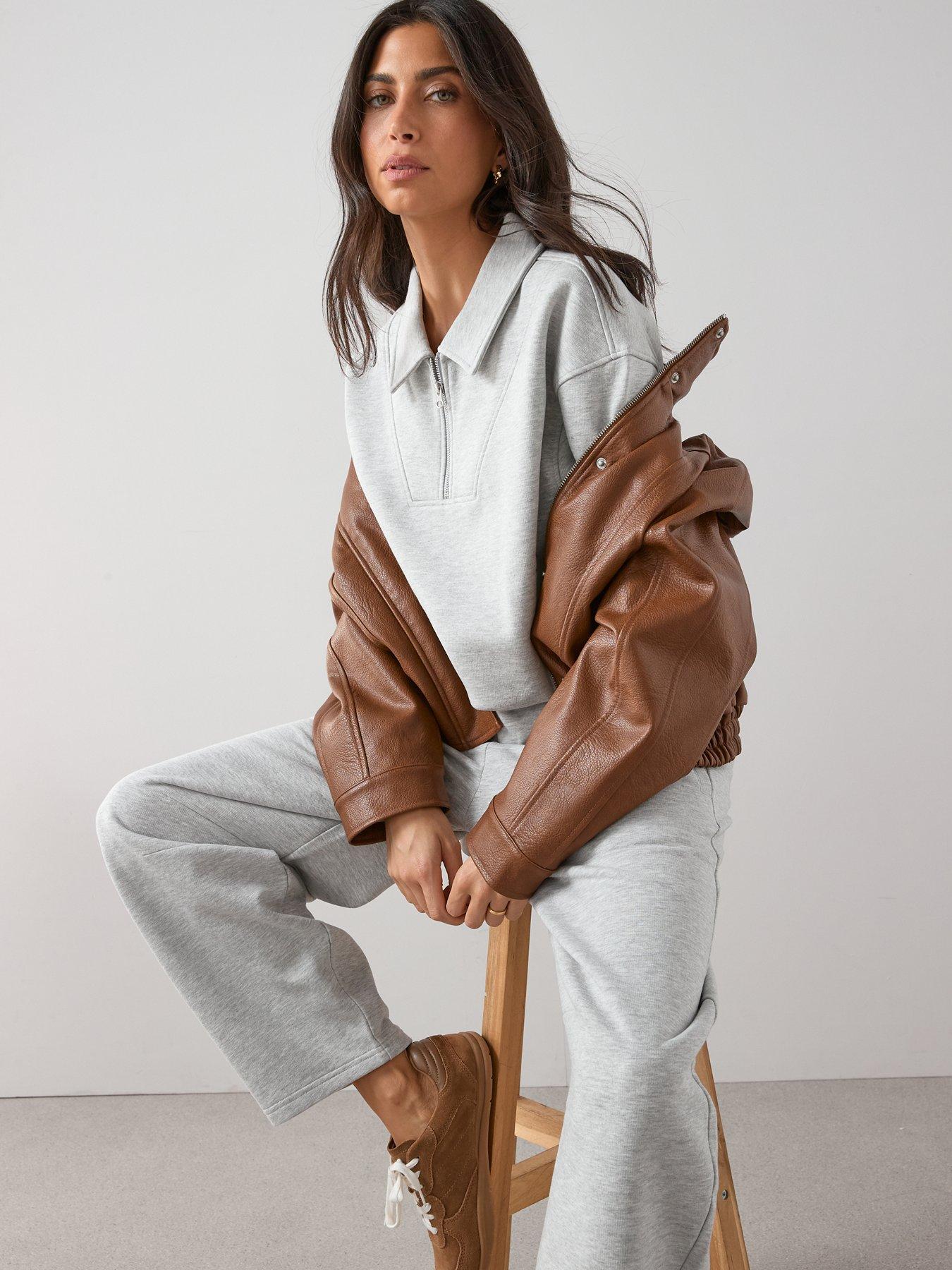 Image 5 of 7 of The Very Collection Quarter Zip Sweatshirt Co-ord - Grey