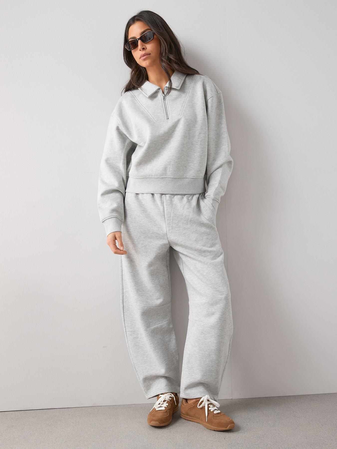 Image 6 of 7 of The Very Collection Quarter Zip Sweatshirt Co-ord - Grey