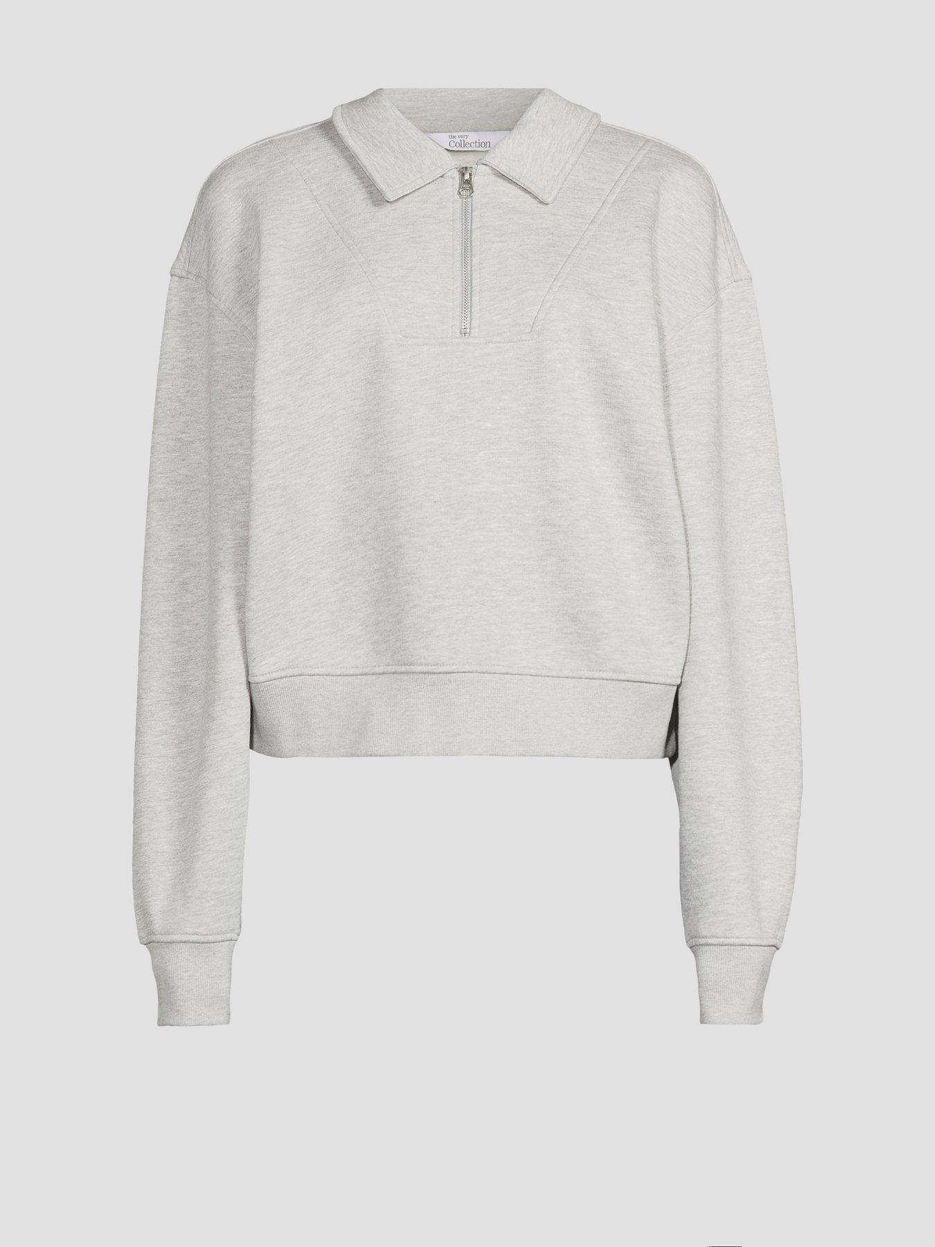 Image 7 of 7 of The Very Collection Quarter Zip Sweatshirt Co-ord - Grey