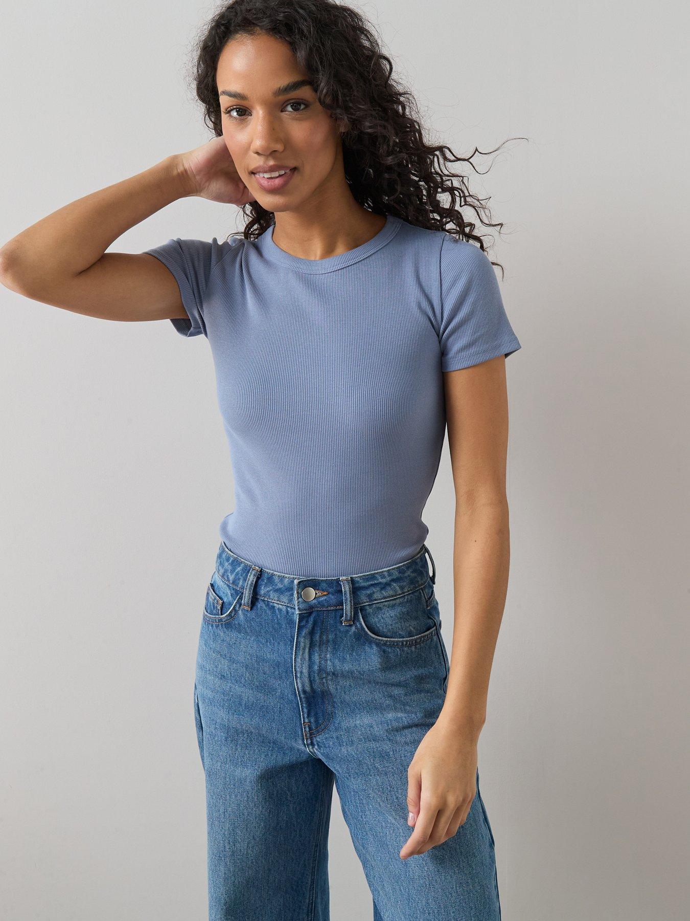 The Very Collection Stretch Rib T-shirt - Blue