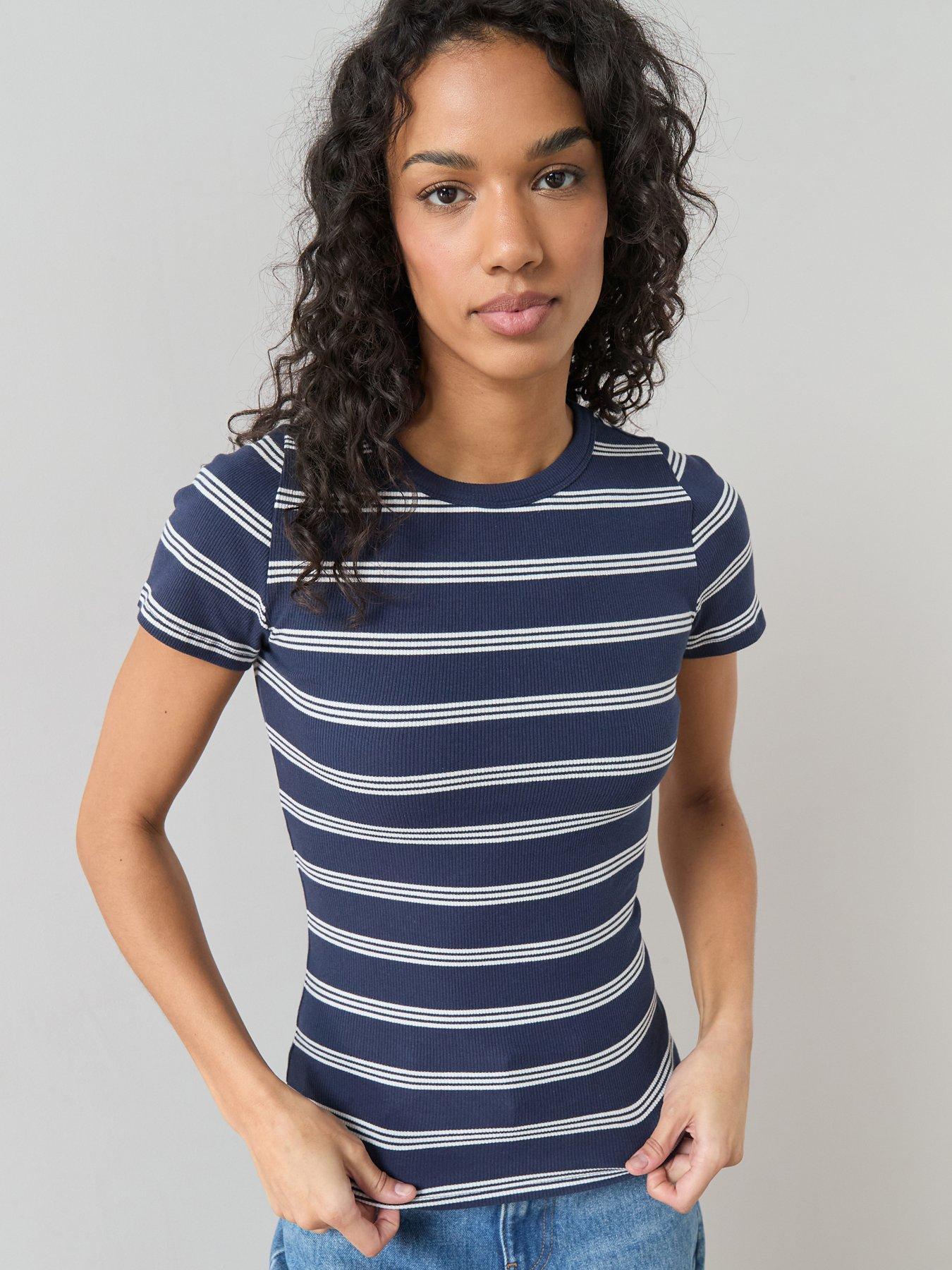 The Very Collection Stretch Stripe Rib T-Shirt - Multi | Very