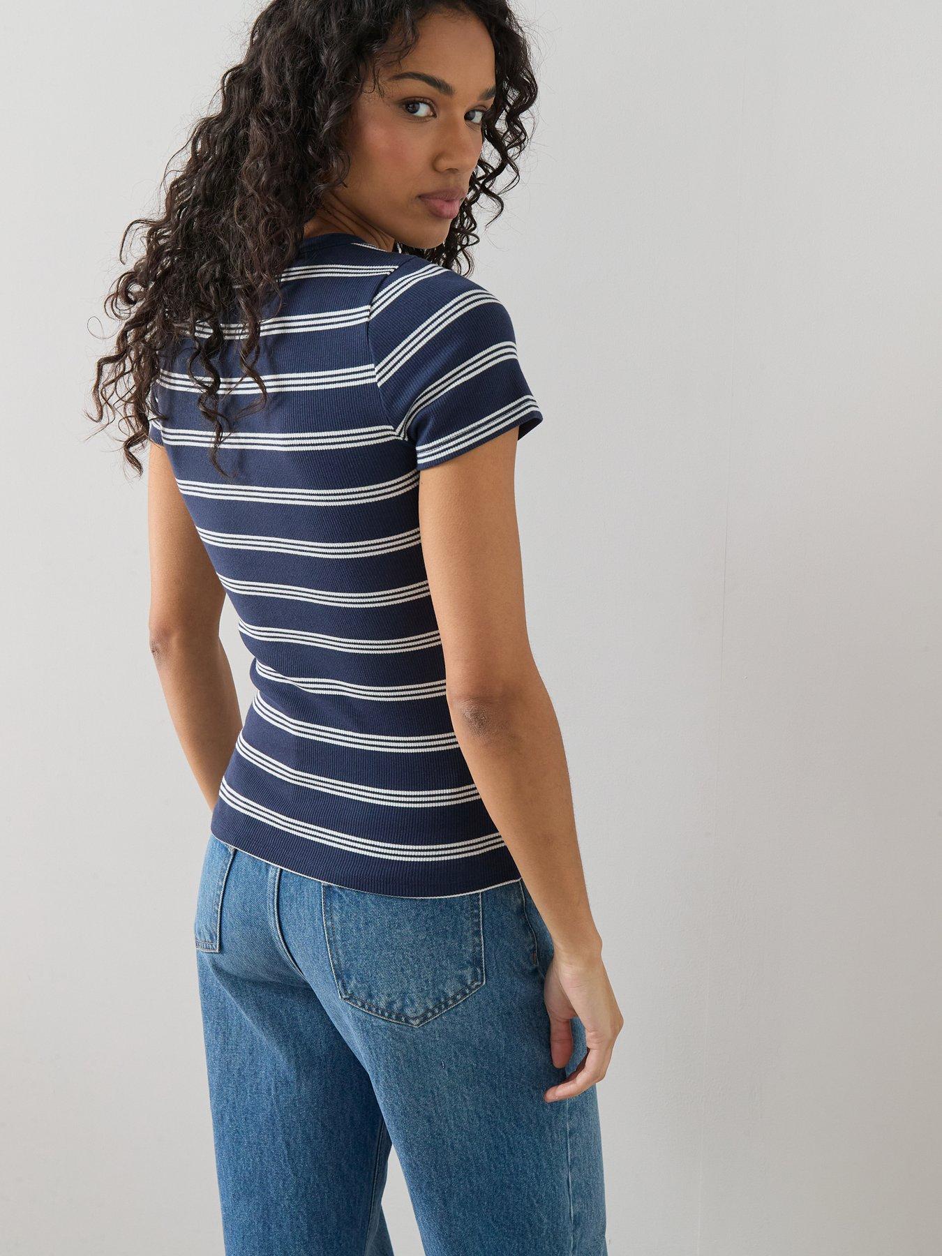 The Very Collection Stretch Stripe Rib T-Shirt - Multi | Very
