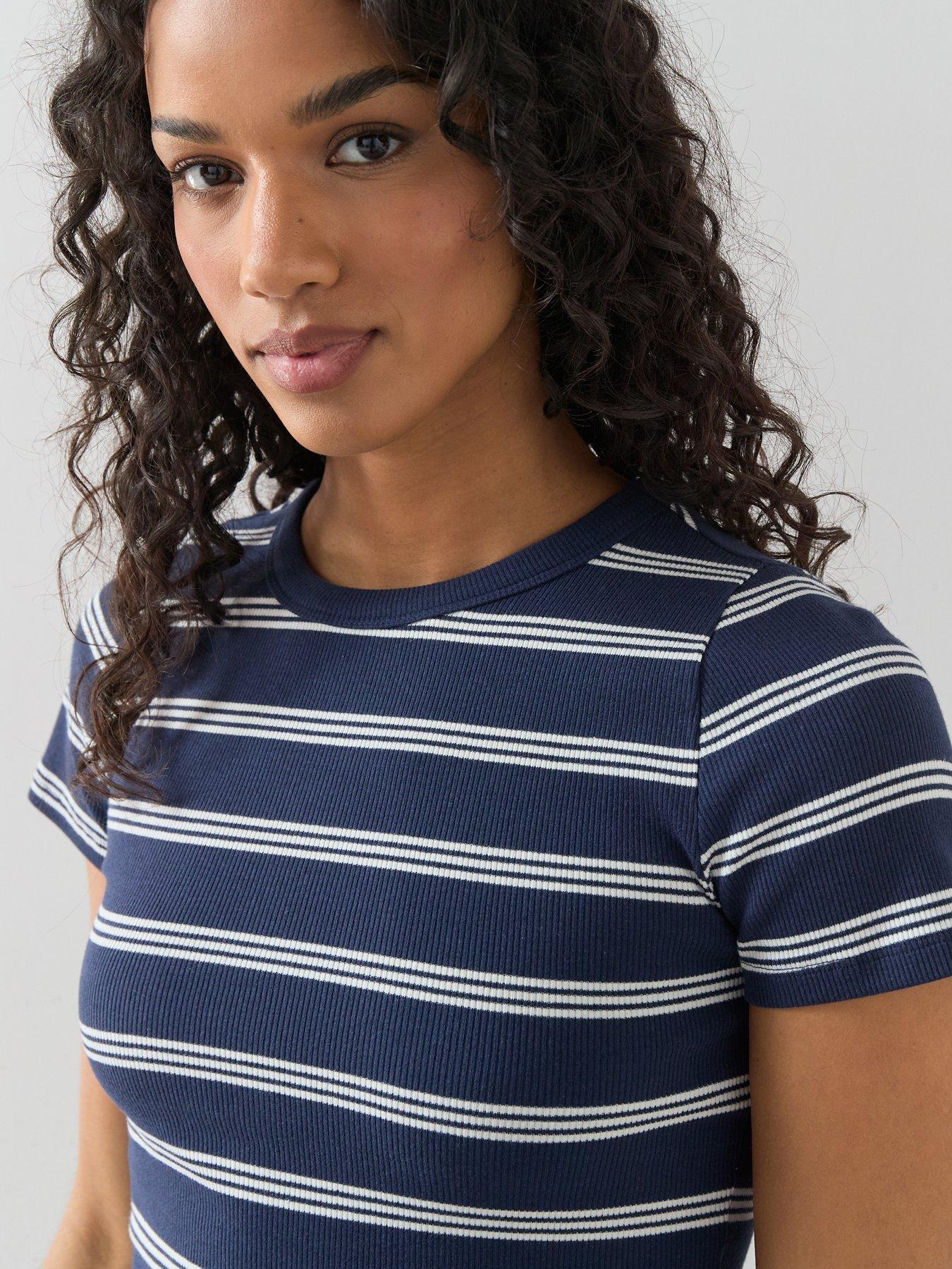 The Very Collection Stretch Stripe Rib T-Shirt - Multi | Very