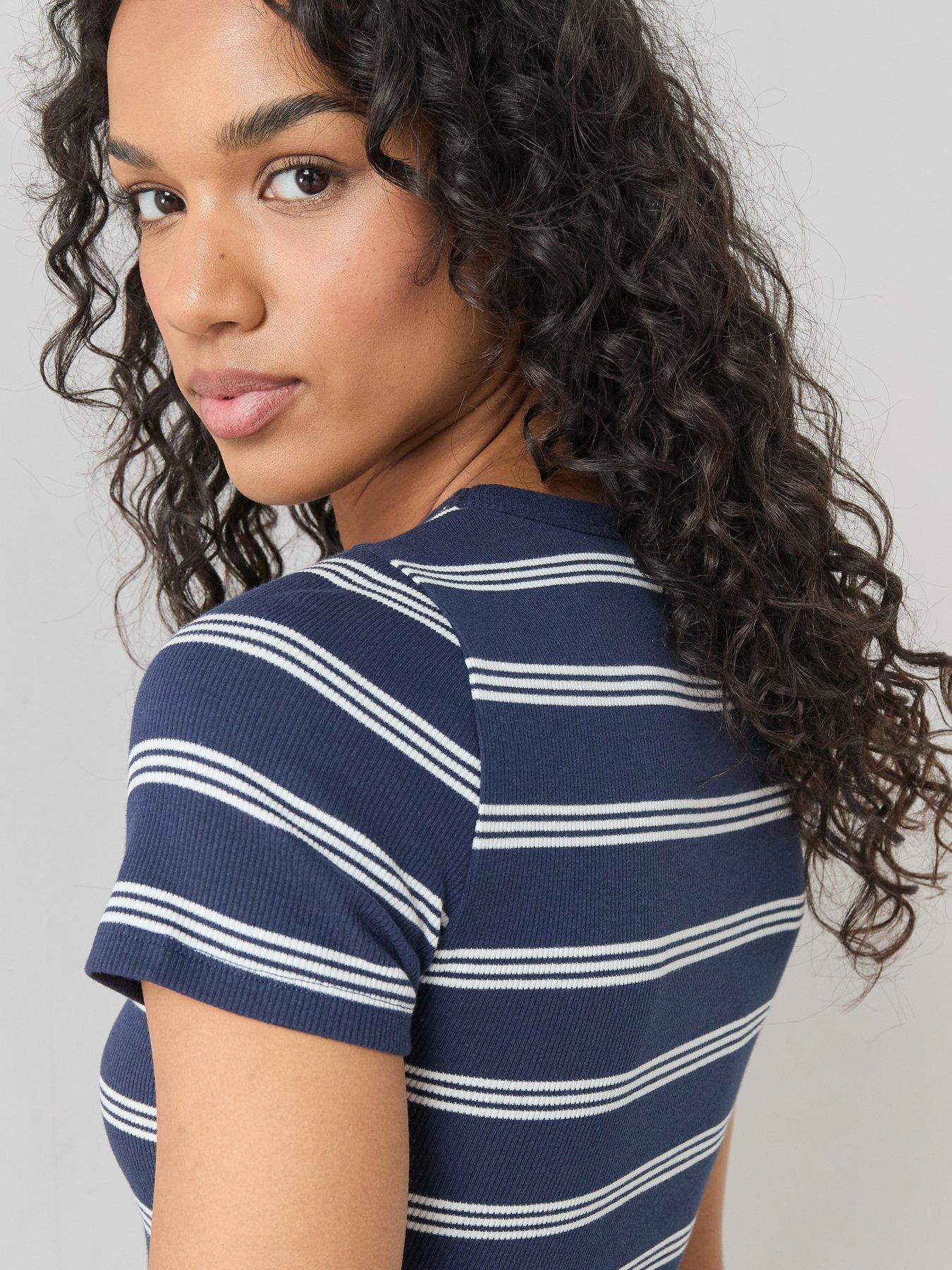 The Very Collection Stretch Stripe Rib T-Shirt - Multi | Very