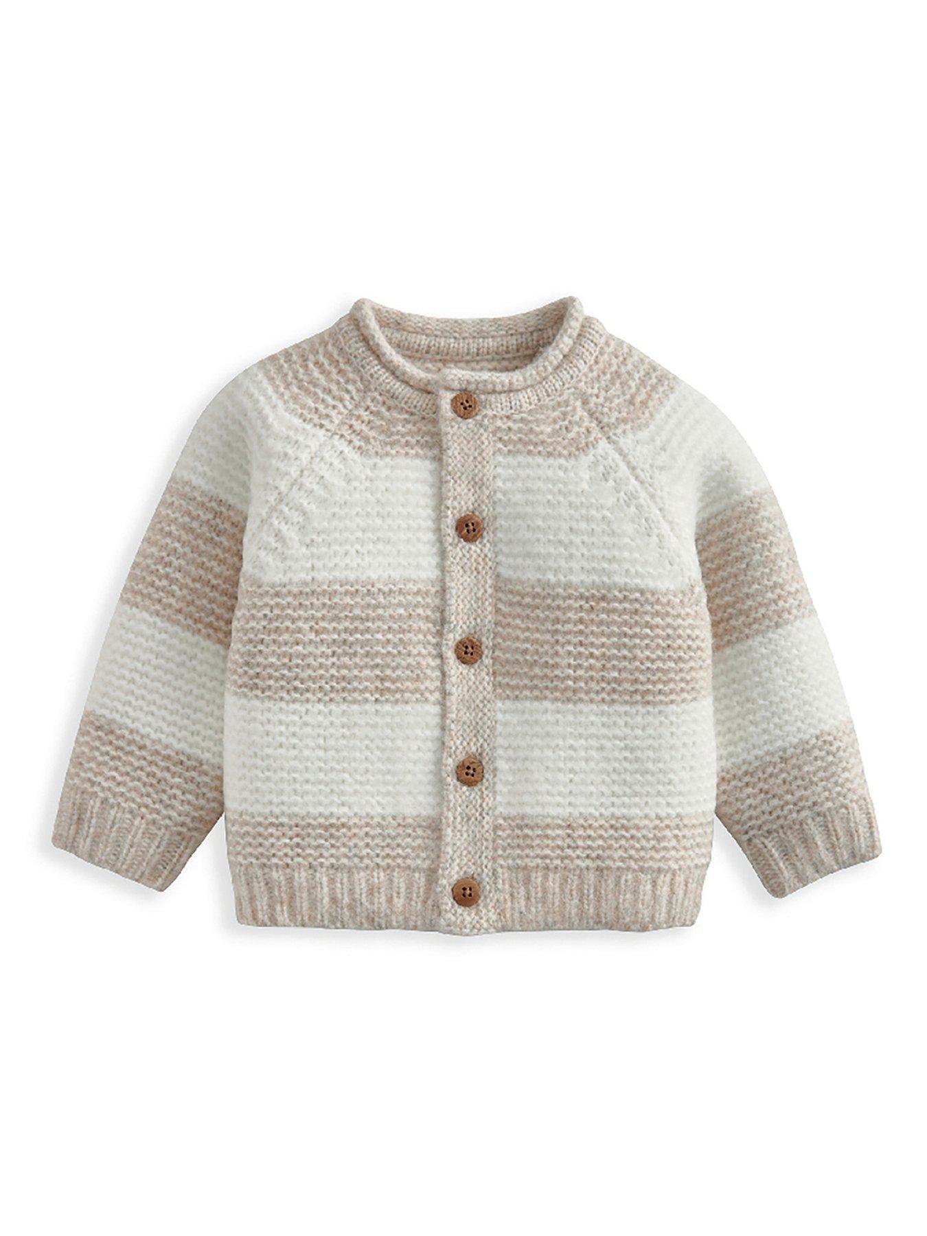 Mamas & Papas Cream Stripe Knitted Cardigan - Up To 1 Month - Image 2
