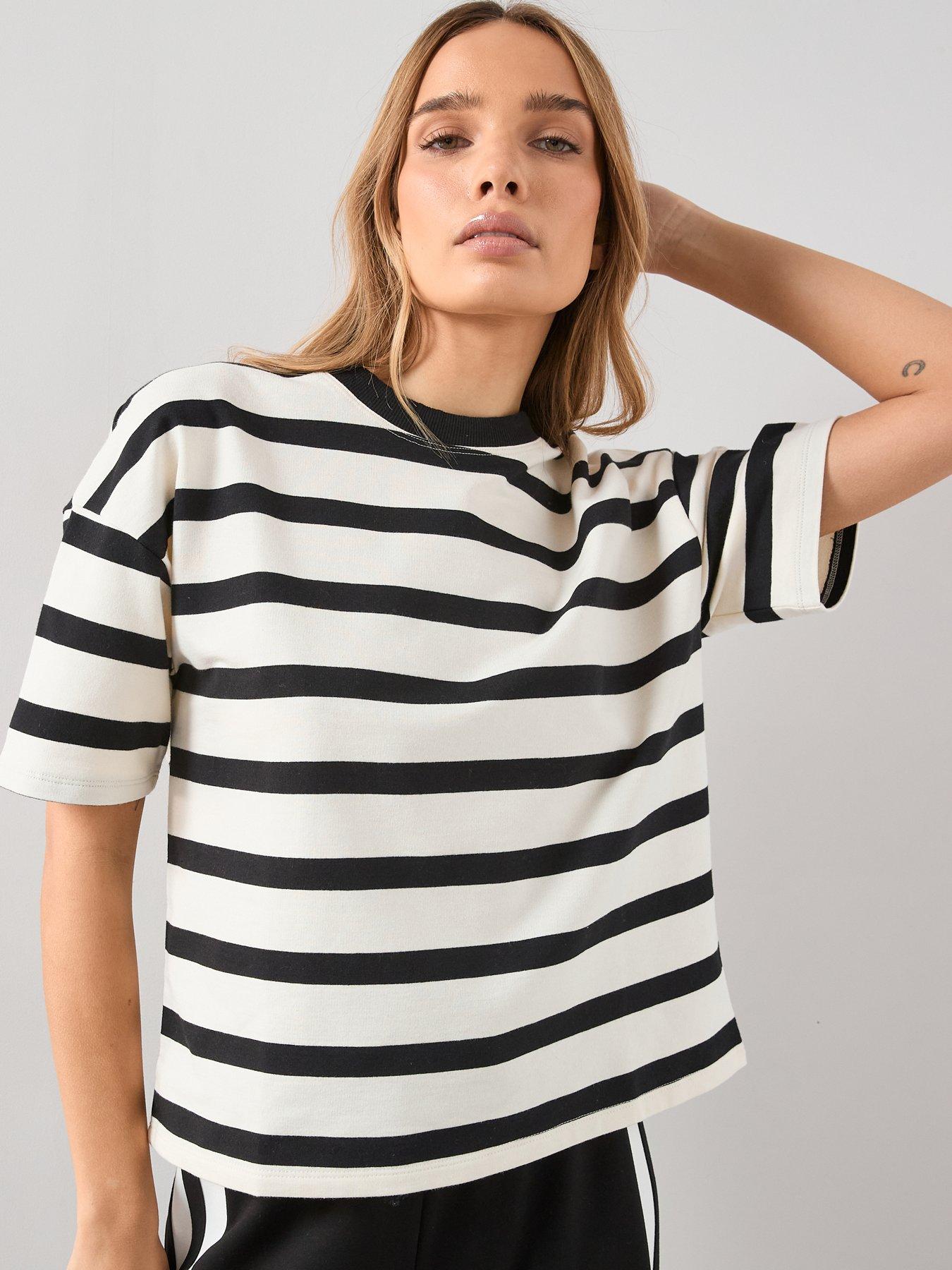 The Very Collection Relaxed Fit Short Sleeve Striped T-Shirt - Mono