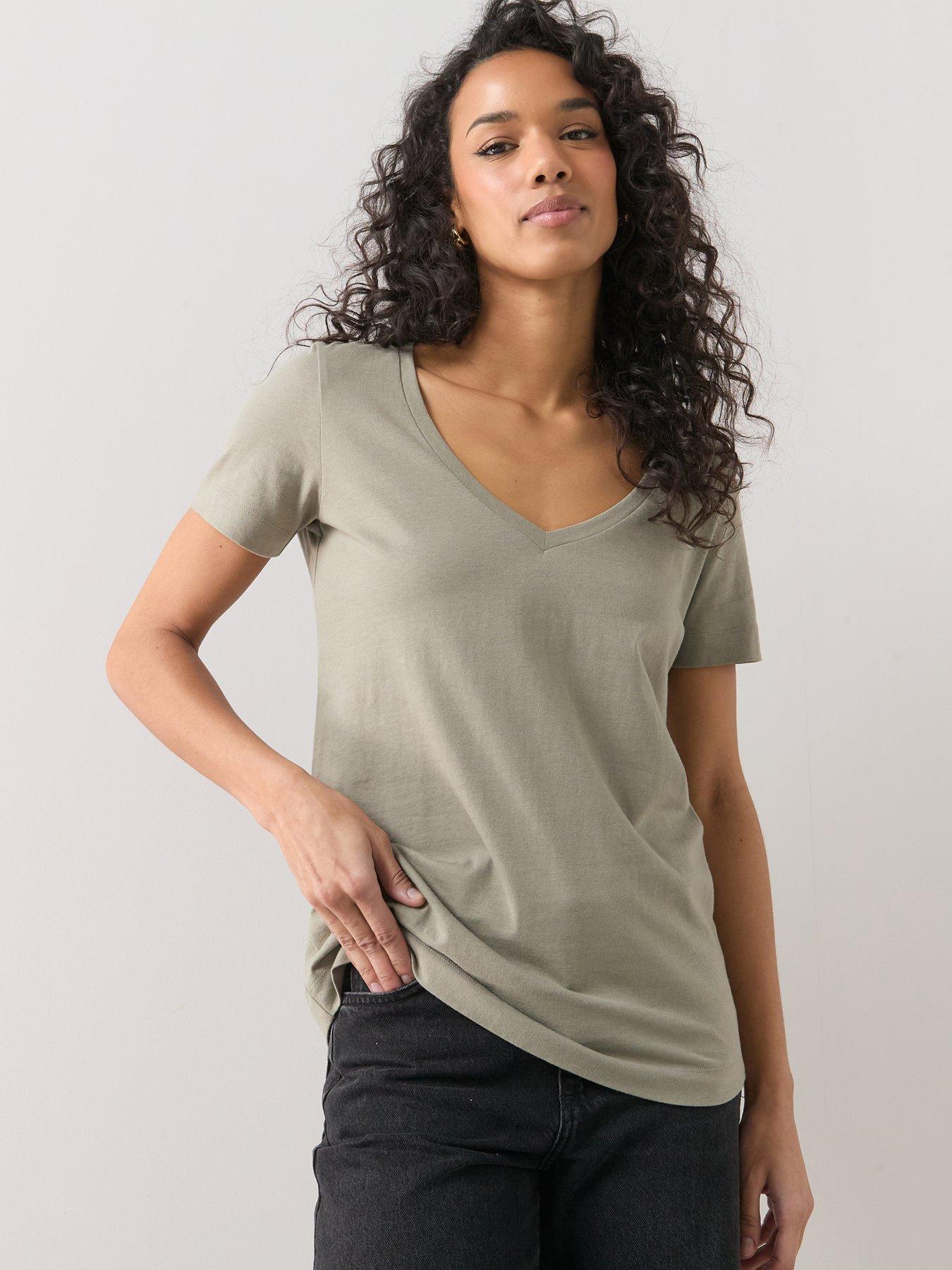 Image 1 of 6 of The Very Collection V-Neck T-Shirt - Green