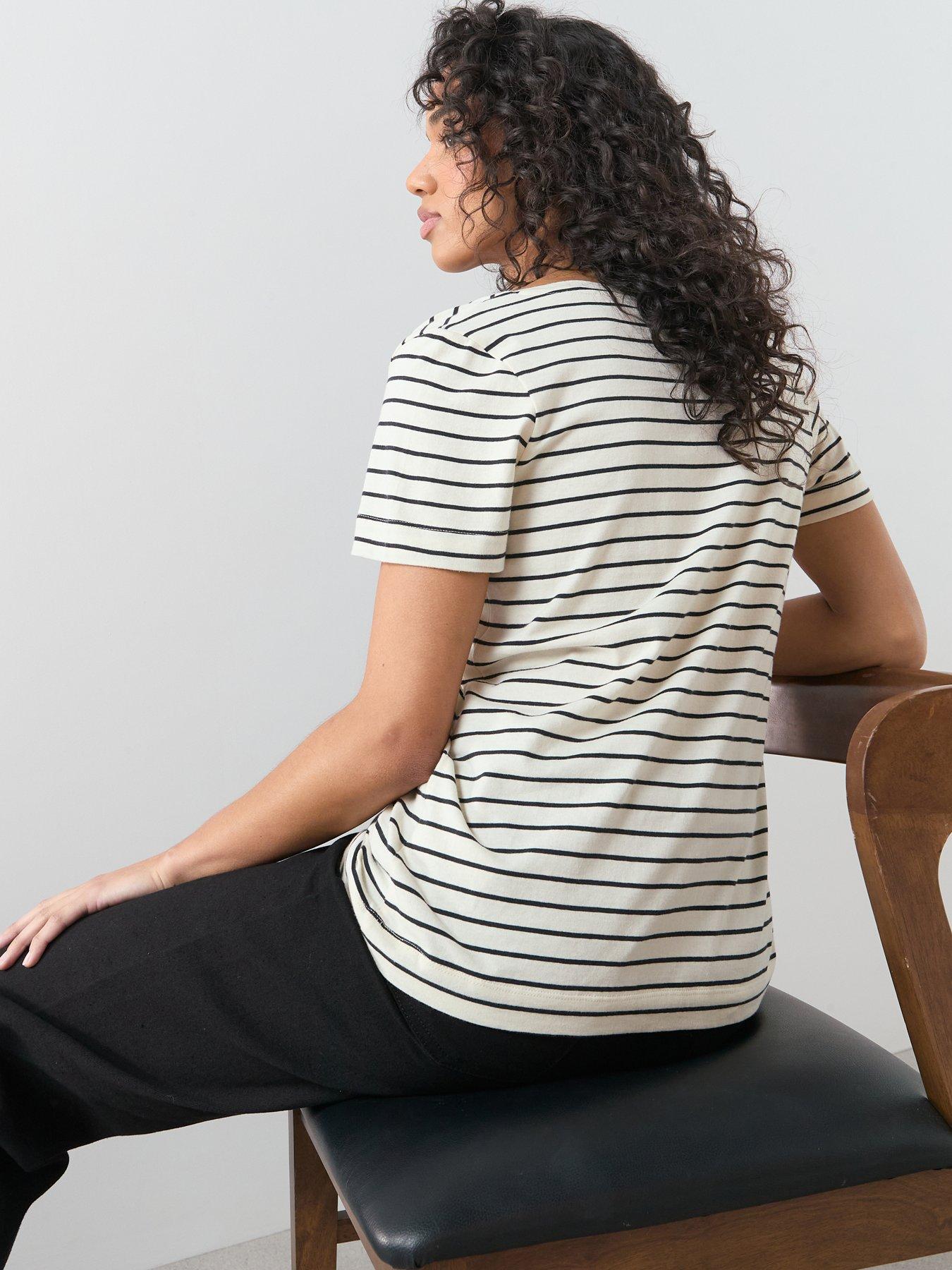 Image 2 of 6 of The Very Collection Stripe V-Neck T-Shirt - Multi