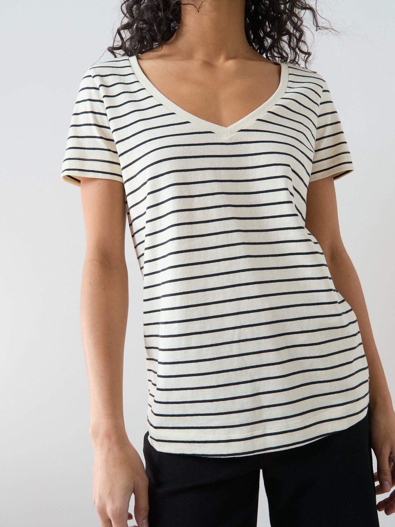 Image 5 of 6 of The Very Collection Stripe V-Neck T-Shirt - Multi