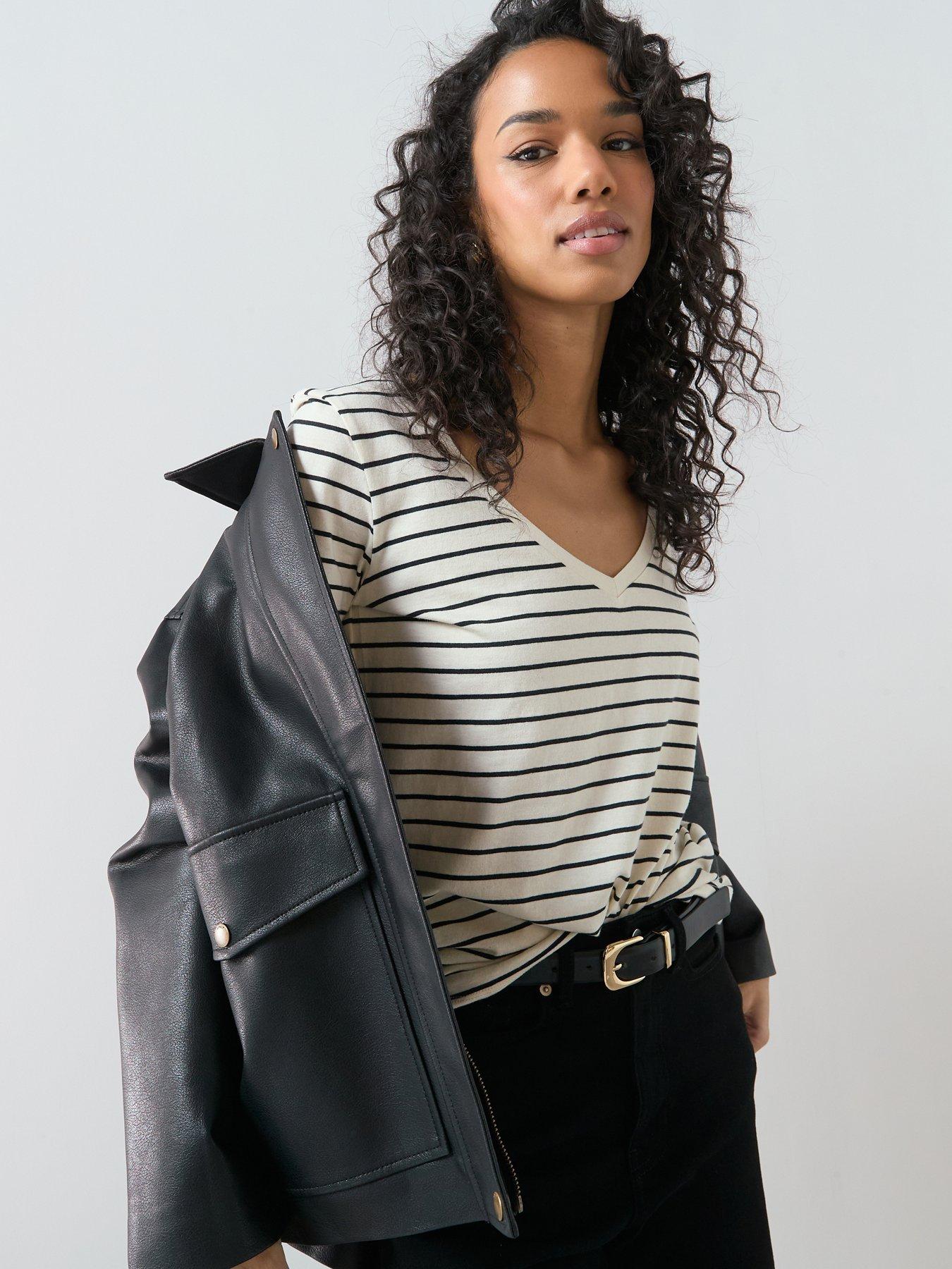 Image 6 of 6 of The Very Collection Stripe V-Neck T-Shirt - Multi