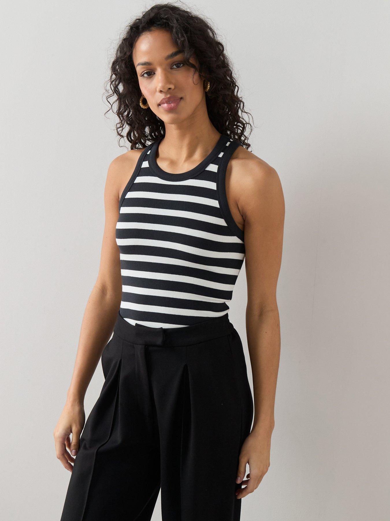 The Very Collection Rib Stripe Racer Vest - Multi | Very