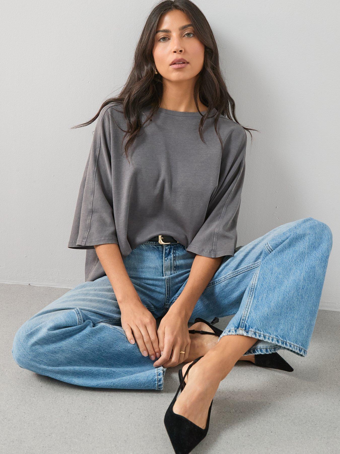 Image 3 of 6 of The Very Collection Washed T-Shirt - Grey