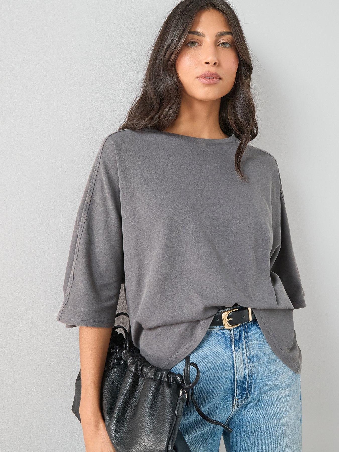 Image 4 of 6 of The Very Collection Washed T-Shirt - Grey