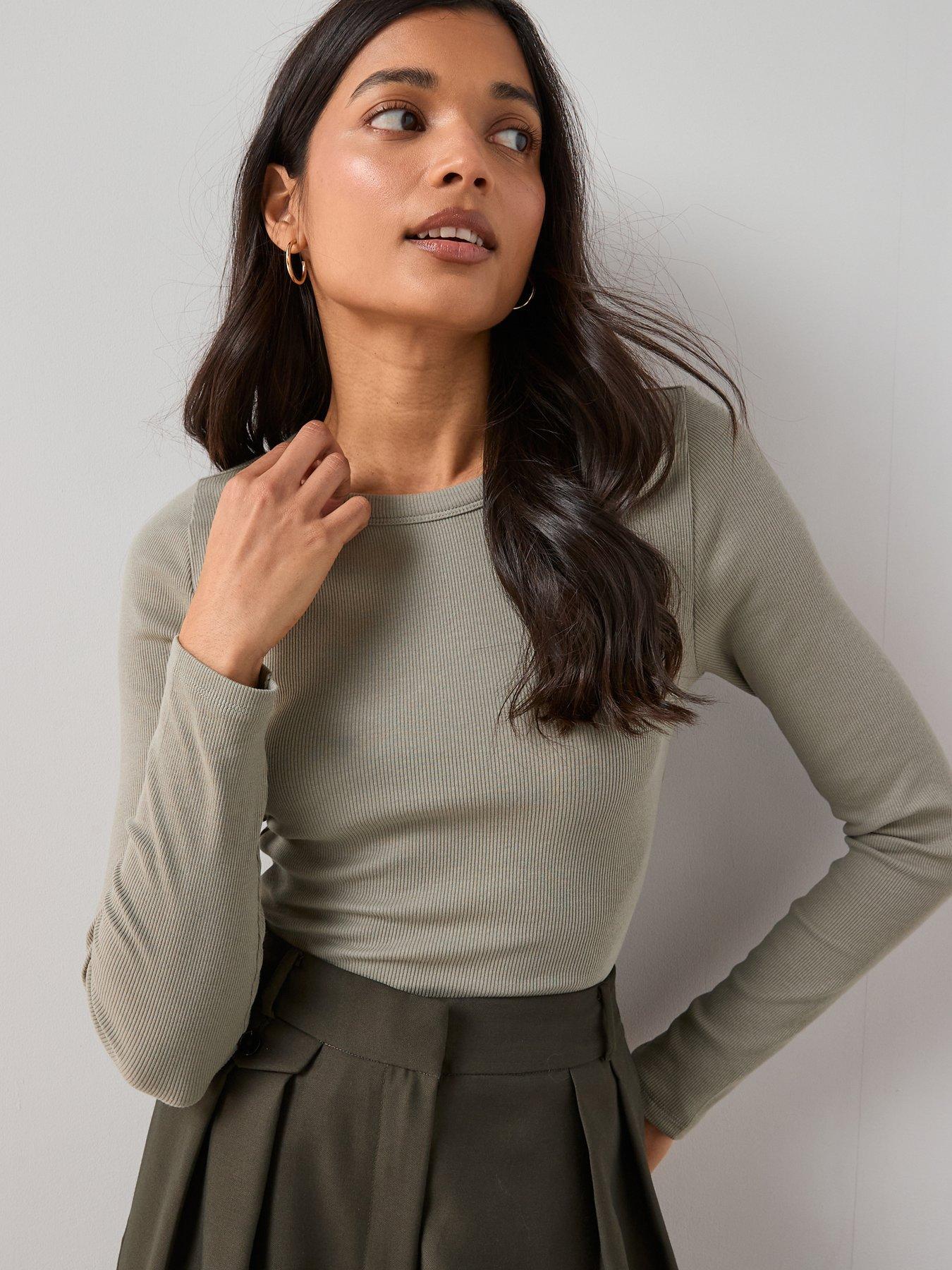 The Very Collection Stretch Long Sleeve Rib T-shirt - Green