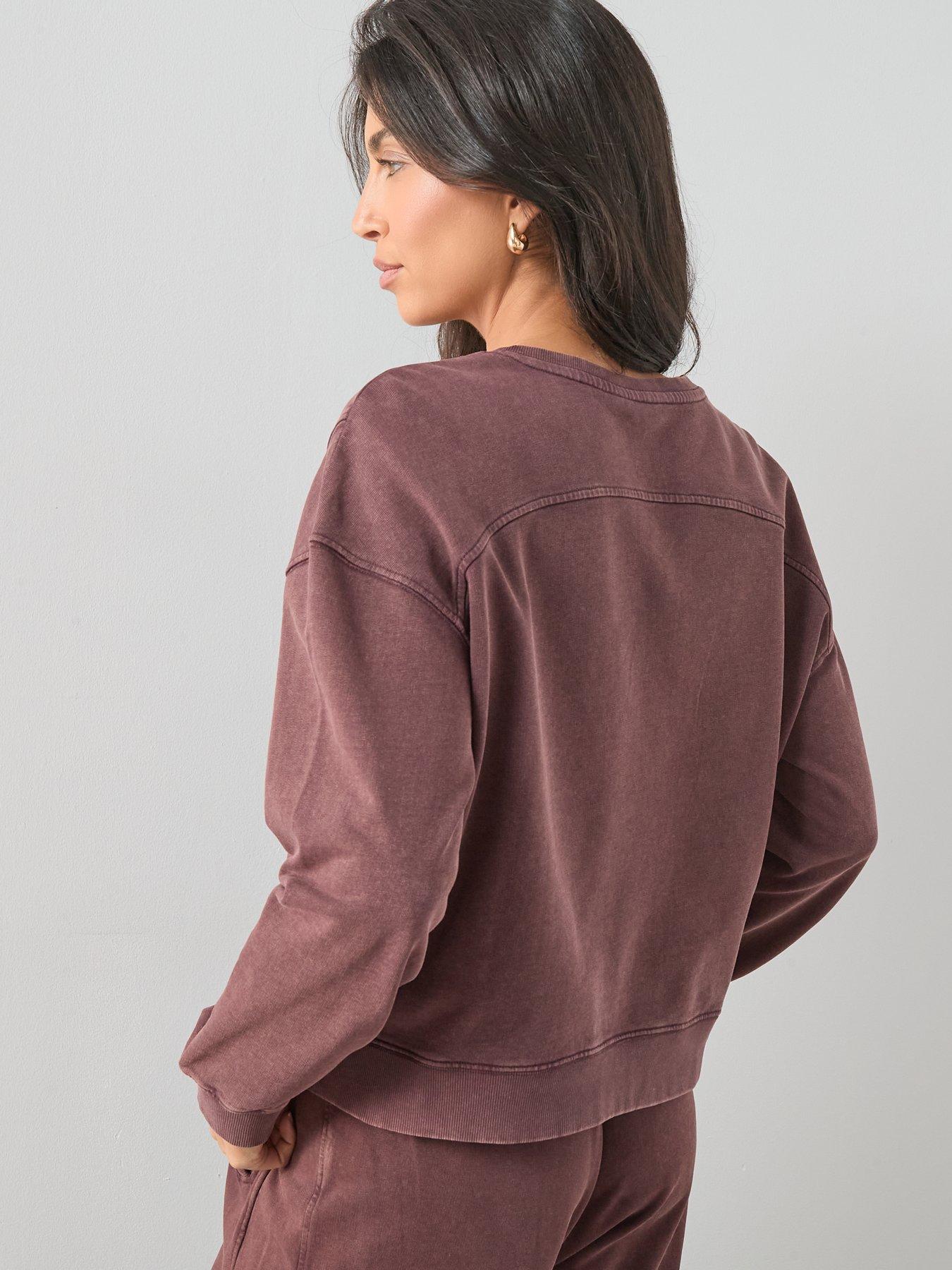 Image 2 of 6 of The Very Collection Acid Wash Sweatshirt Co-Ord - Purple