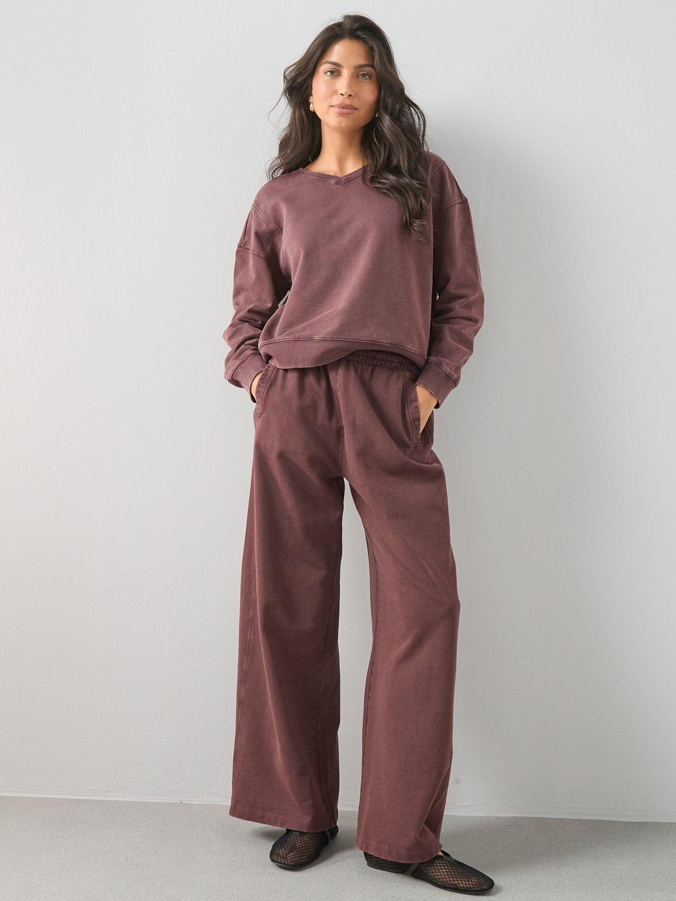 Image 3 of 6 of The Very Collection Acid Wash Sweatshirt Co-Ord - Purple