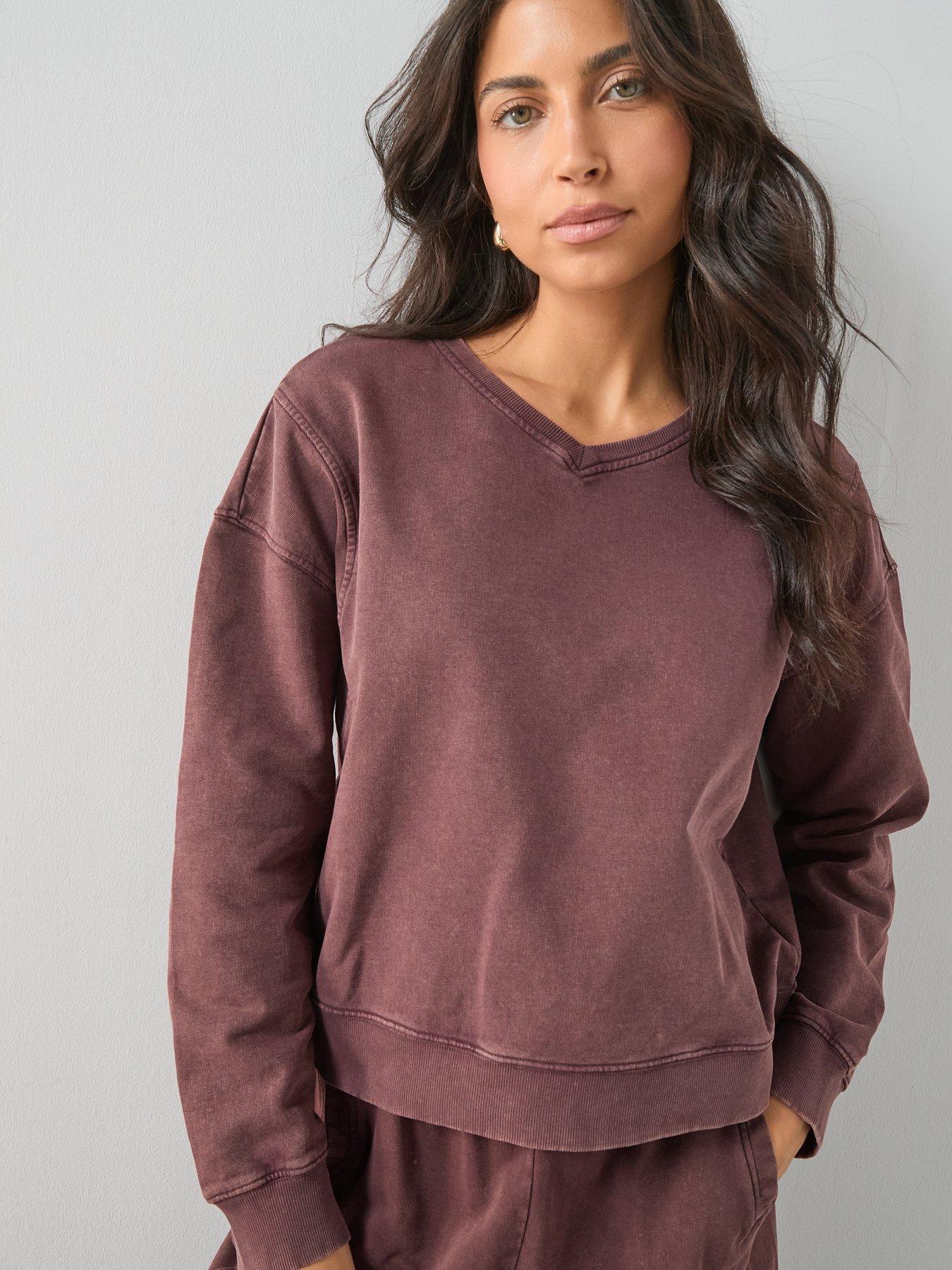 Image 5 of 6 of The Very Collection Acid Wash Sweatshirt Co-Ord - Purple